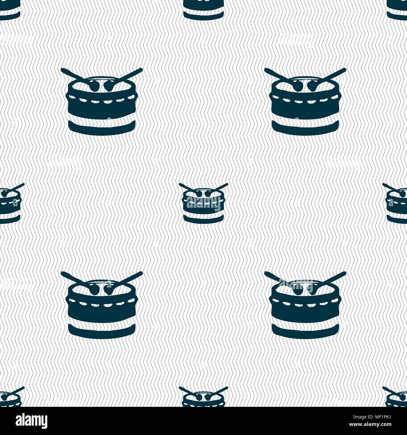 drum icon sign. Seamless pattern with geometric texture. Vector illustration Stock Vector