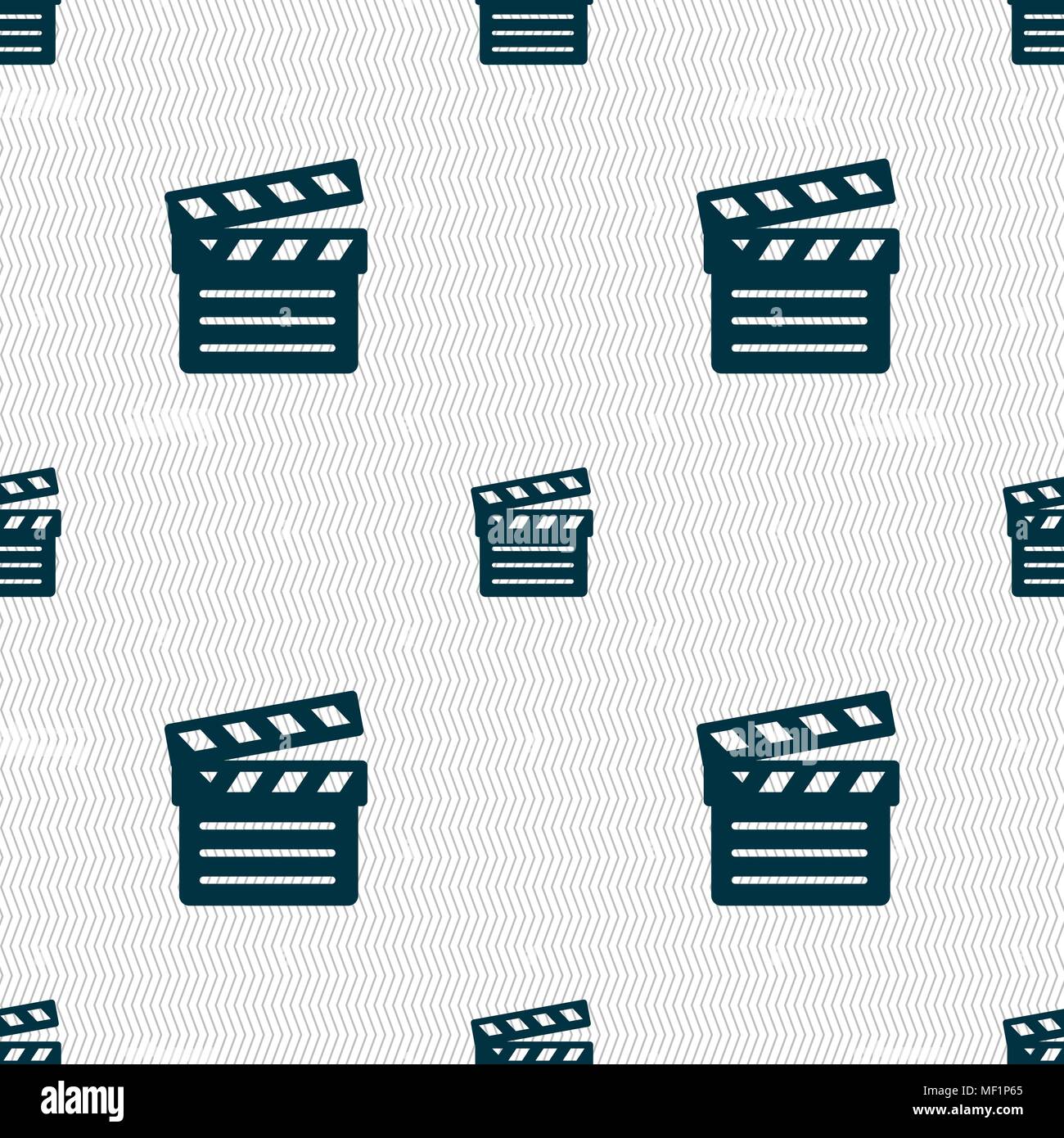 Cinema Clapper  icon sign. Seamless pattern with geometric texture. Vector illustration Stock Vector