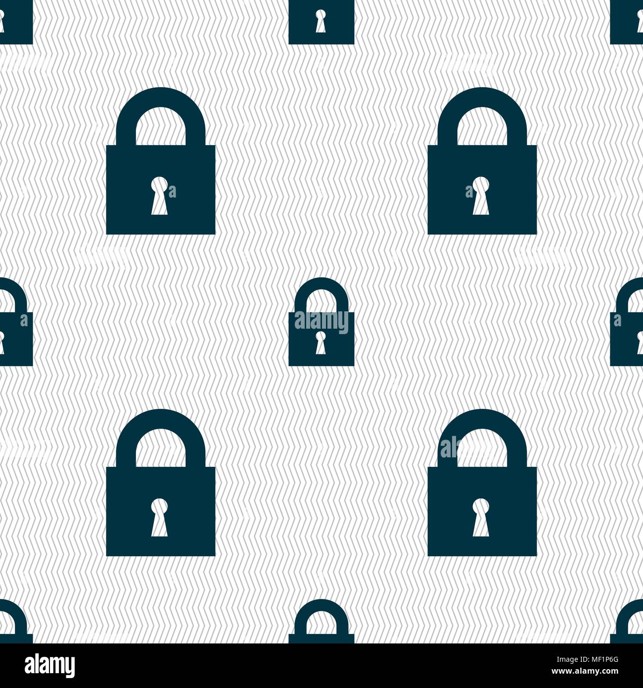 closed lock icon sign. Seamless pattern with geometric texture. Vector illustration Stock Vector