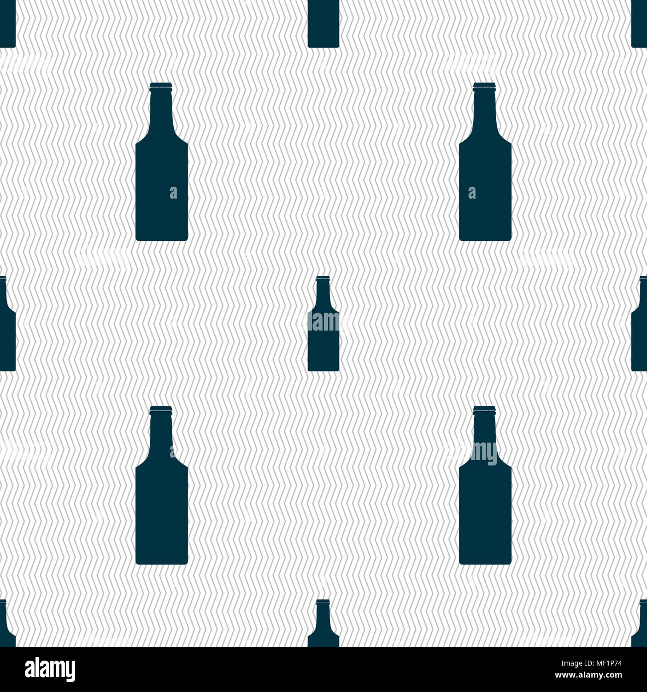 bottle icon sign. Seamless pattern with geometric texture. Vector illustration Stock Vector