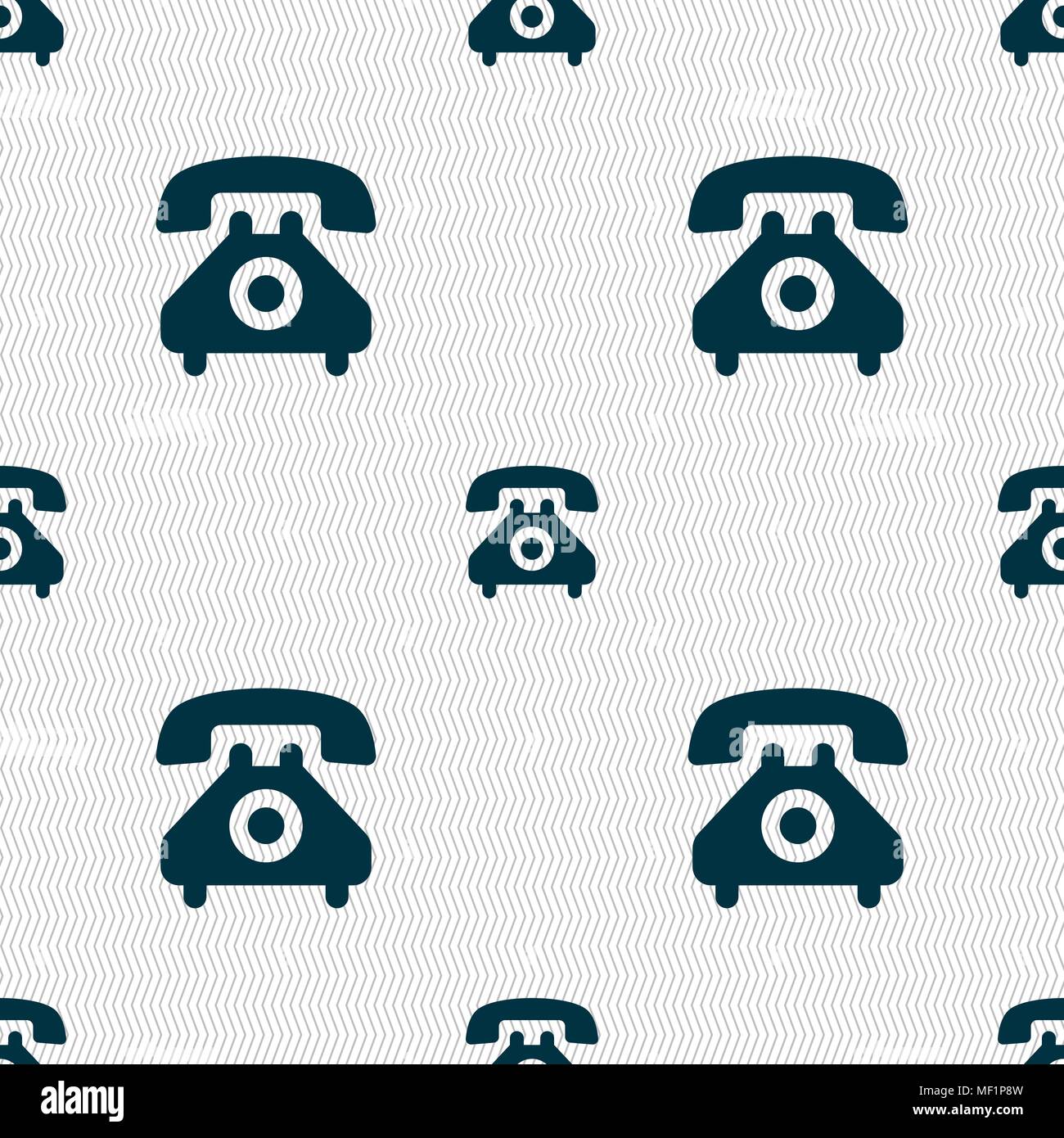 retro telephone handset icon sign. Seamless pattern with geometric ...