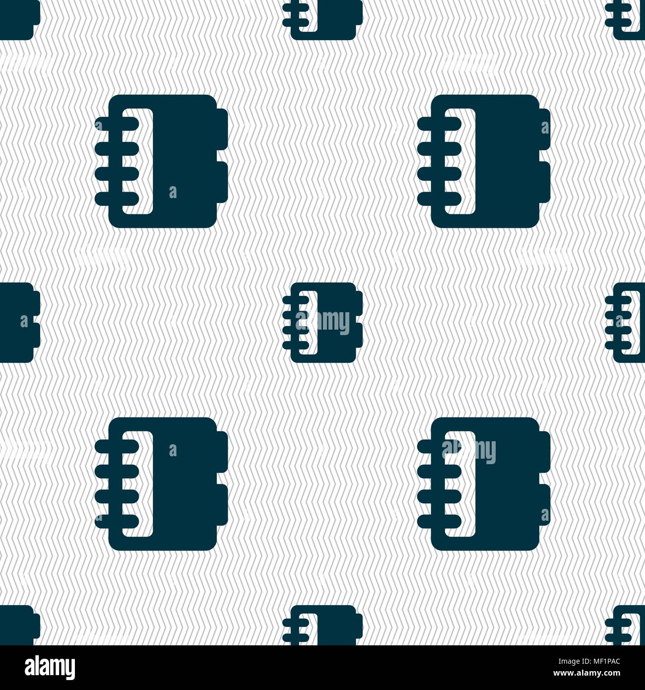 Notepad, calendar icon sign. Seamless pattern with geometric texture. Vector illustration Stock Vector