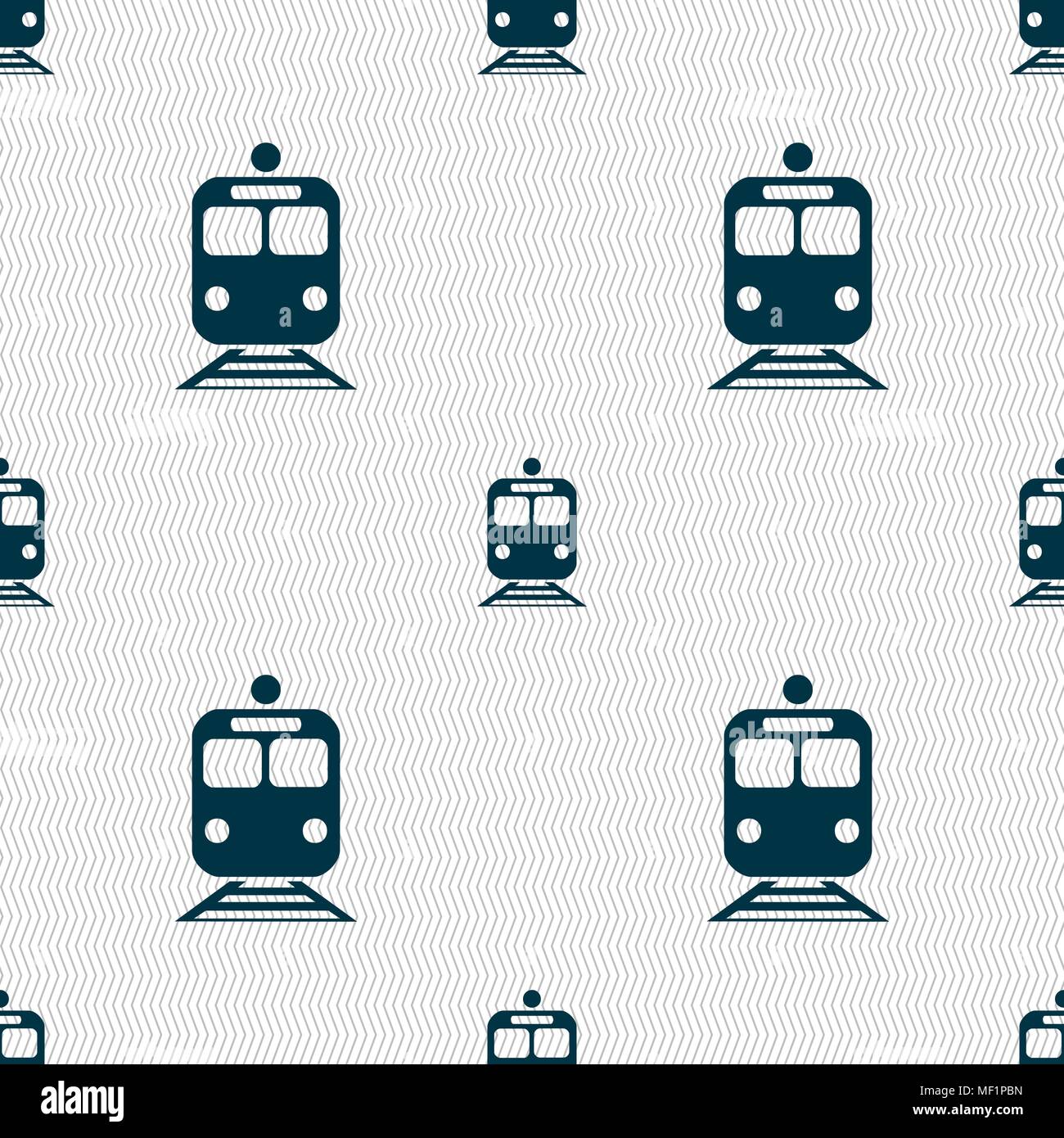 train icon sign. Seamless pattern with geometric texture. Vector illustration Stock Vector