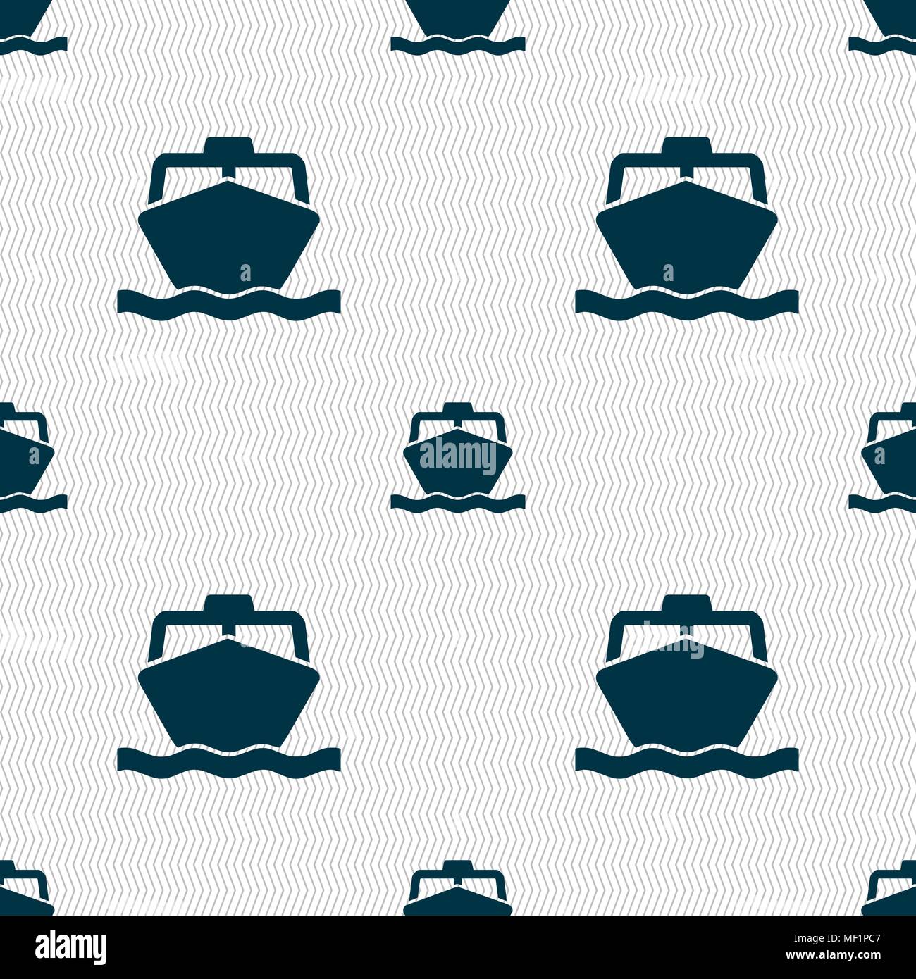 the boat icon sign. Seamless pattern with geometric texture. Vector ...
