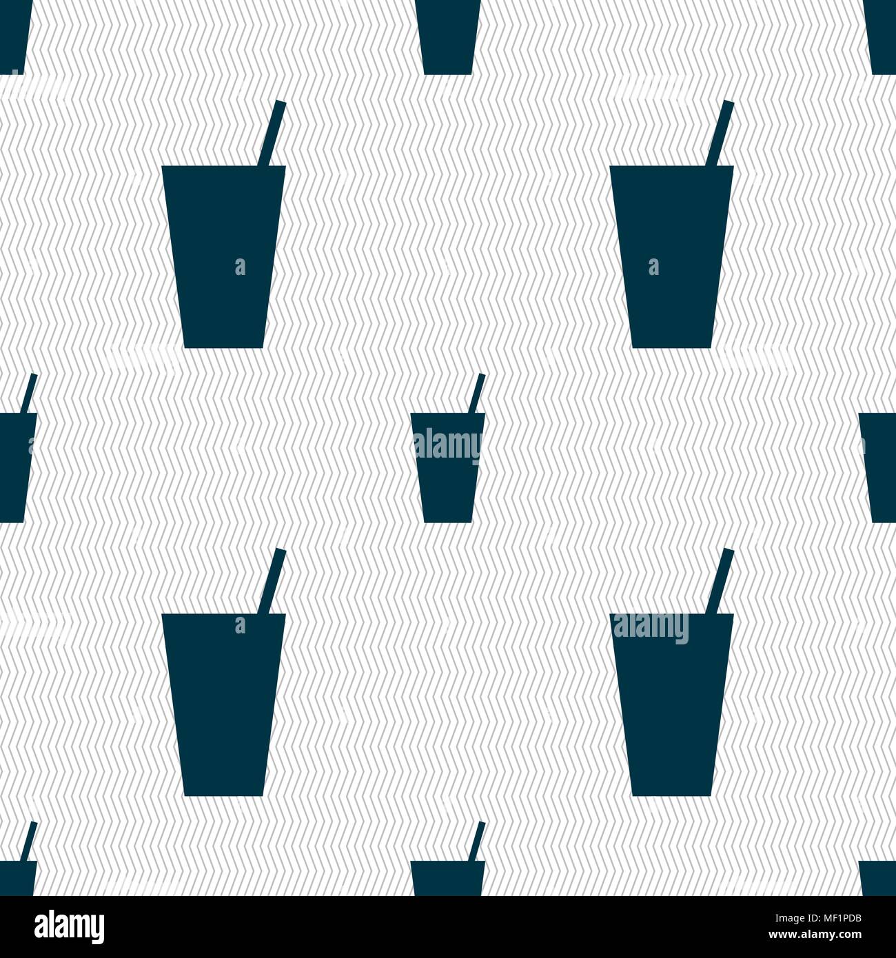 cocktail icon sign. Seamless pattern with geometric texture. Vector illustration Stock Vector