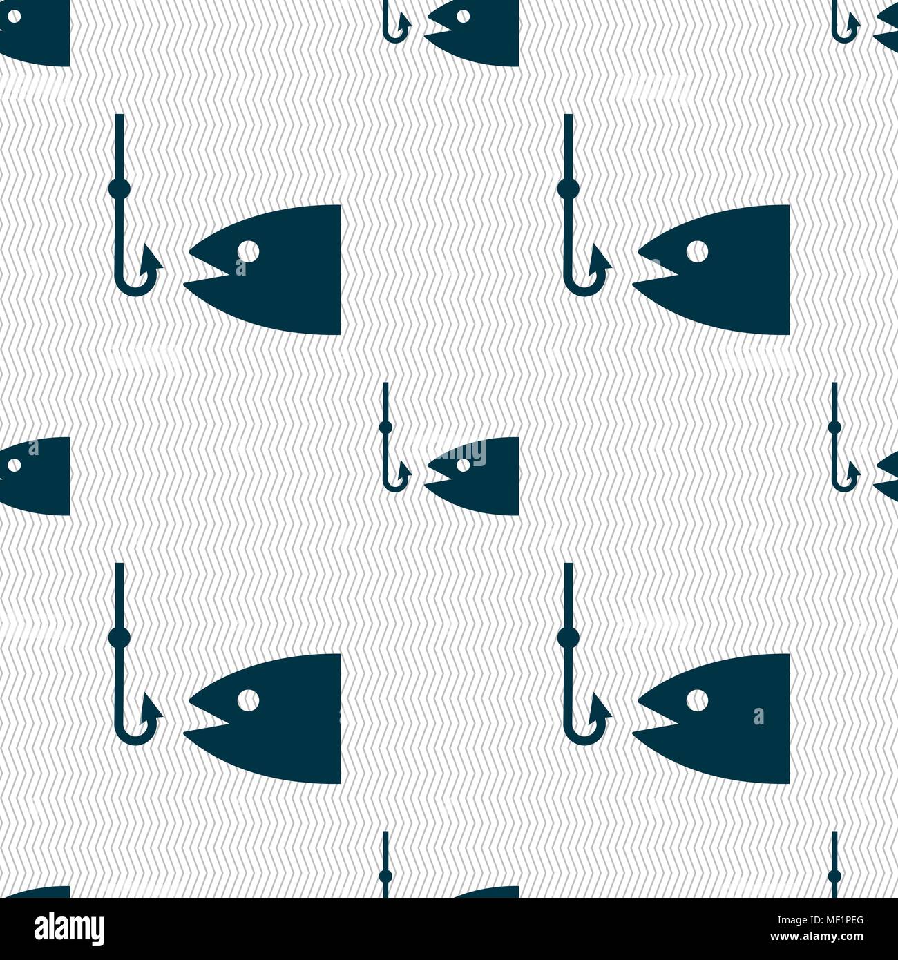 Fishing icon sign. Seamless pattern with geometric texture. Vector illustration Stock Vector