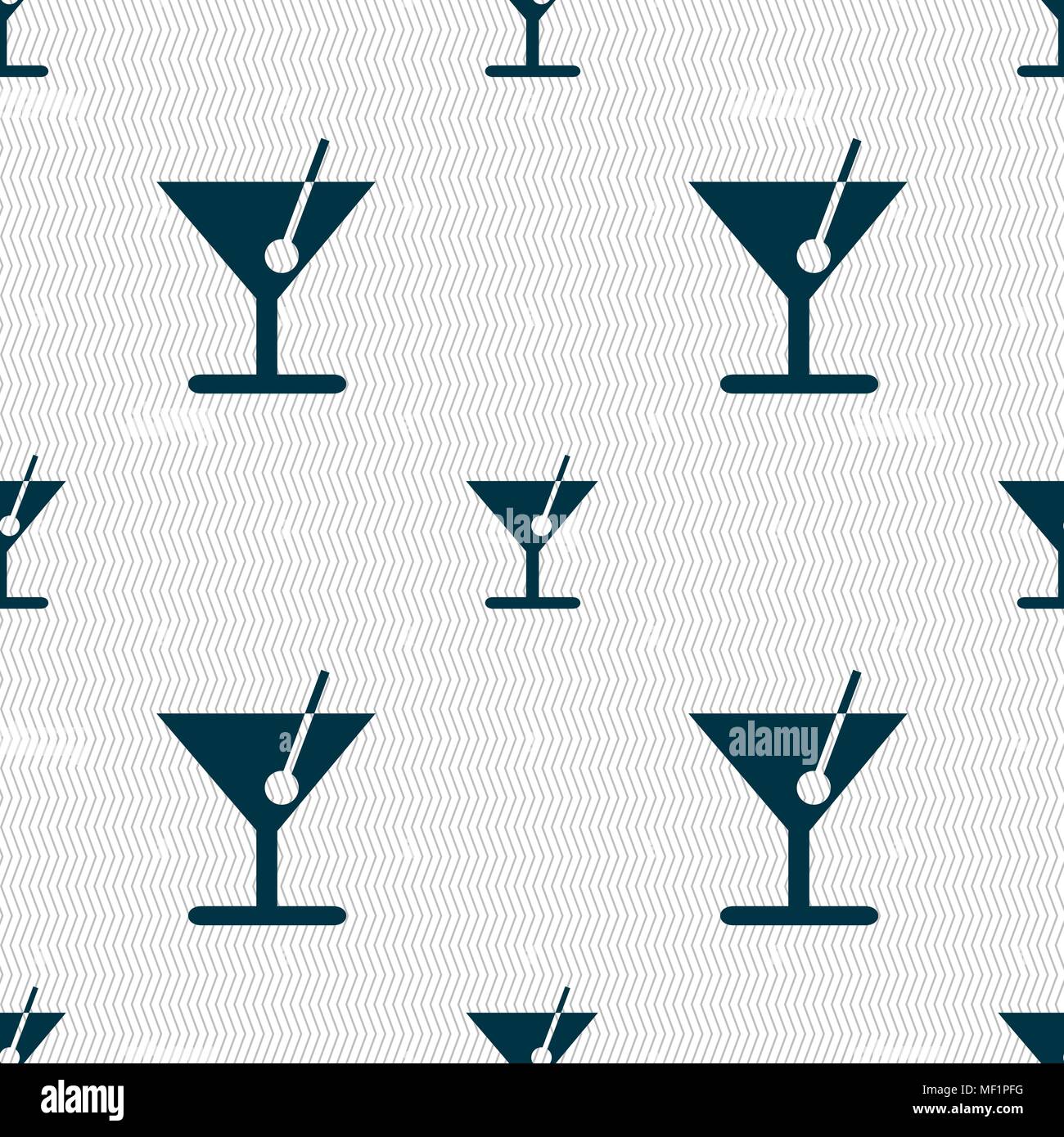 cocktail icon sign. Seamless pattern with geometric texture. Vector illustration Stock Vector