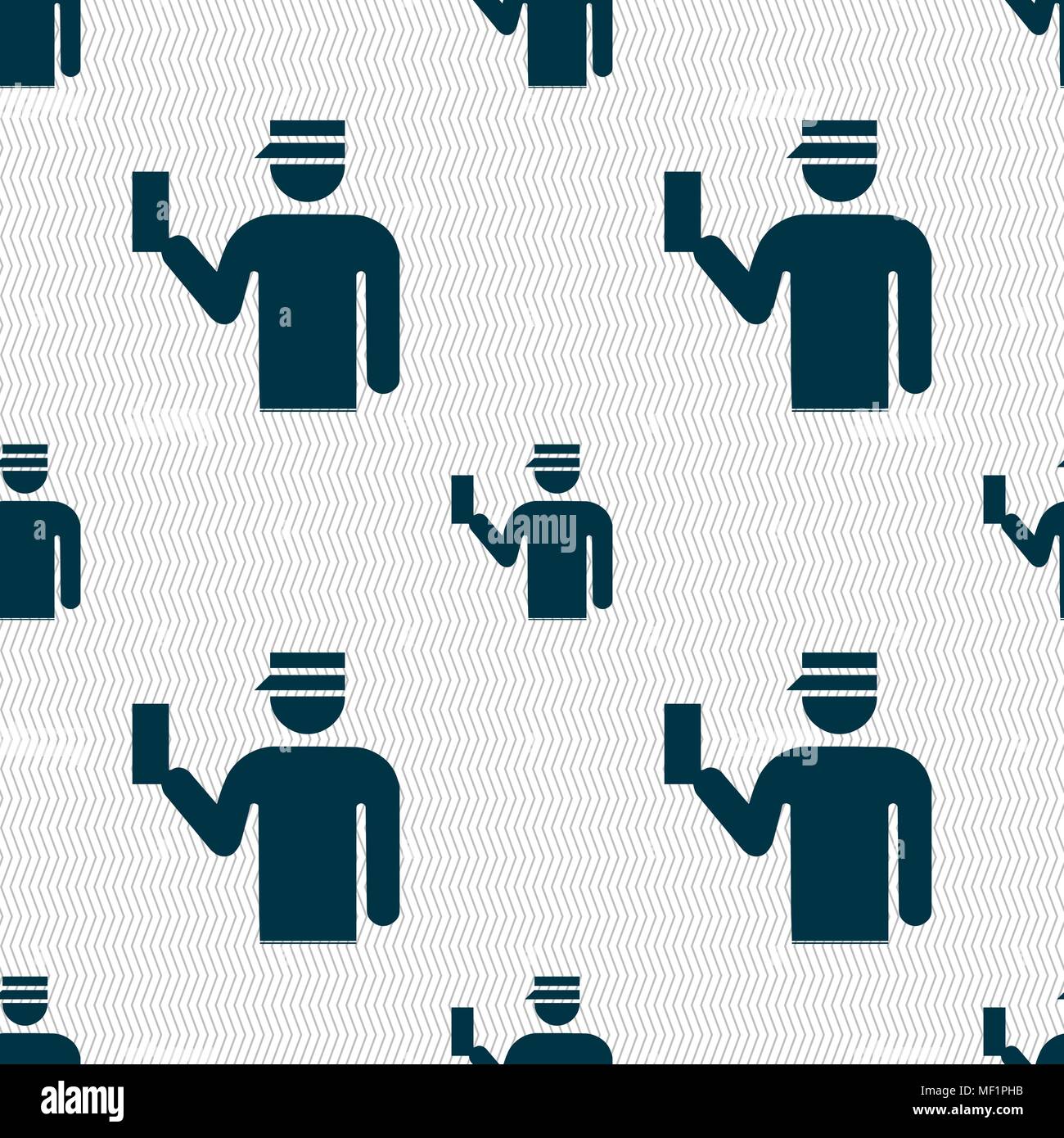 Inspector icon sign. Seamless pattern with geometric texture. Vector illustration Stock Vector