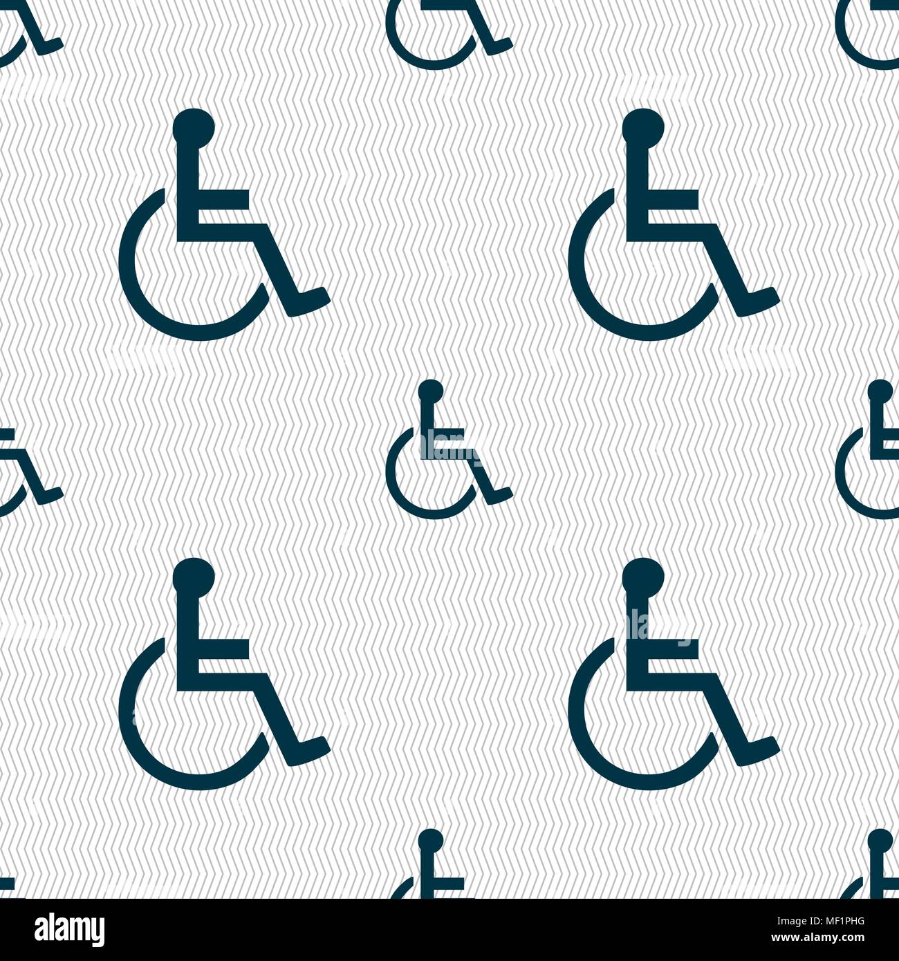 disabled icon sign. Seamless pattern with geometric texture. Vector illustration Stock Vector