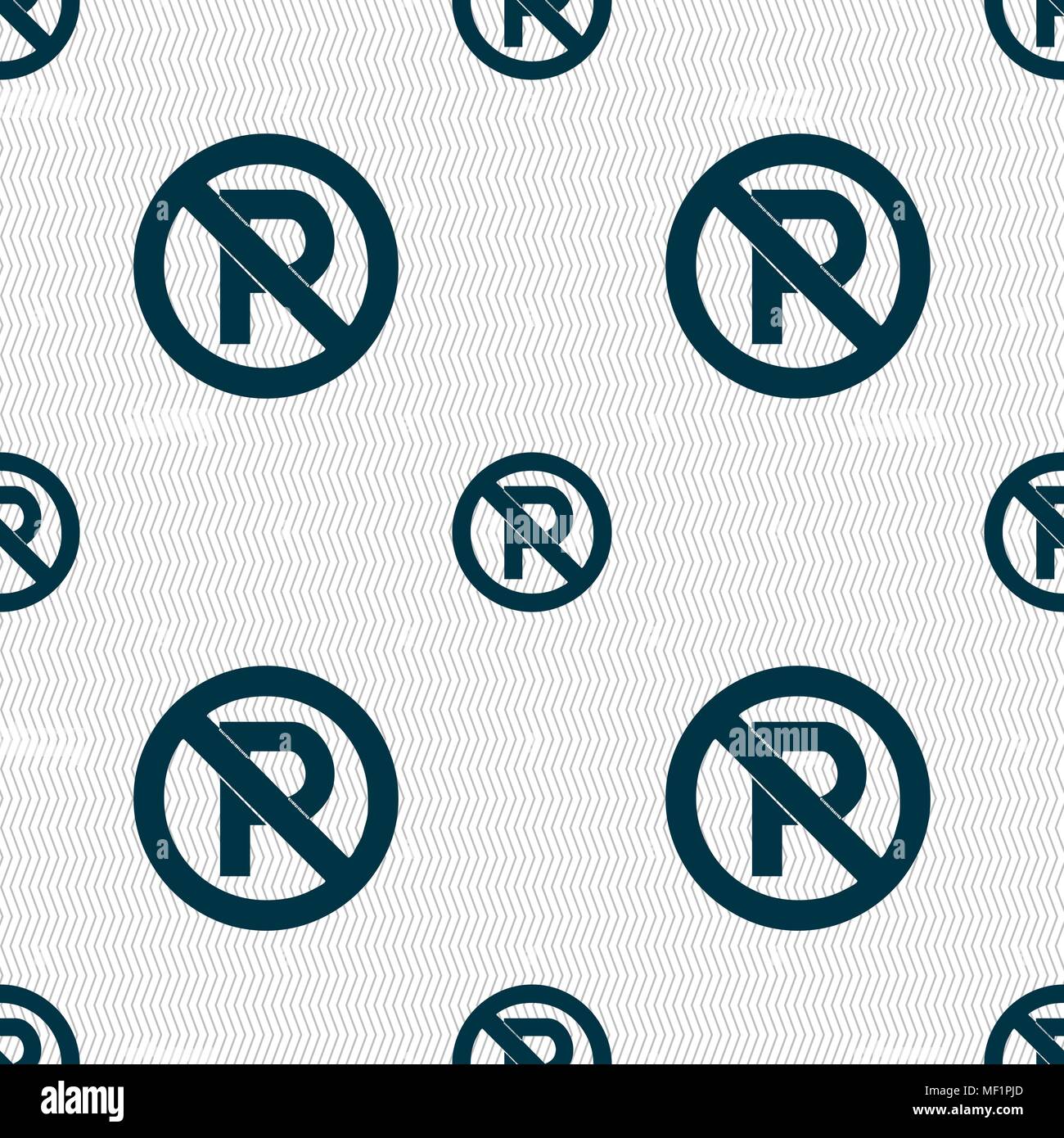 No parking icon sign. Seamless pattern with geometric texture. Vector illustration Stock Vector
