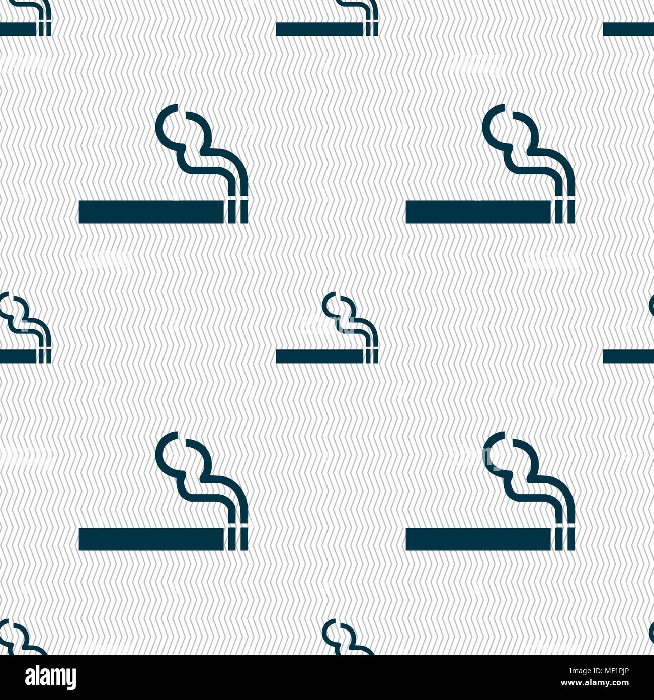 cigarette smoke icon sign. Seamless pattern with geometric texture. Vector illustration Stock Vector