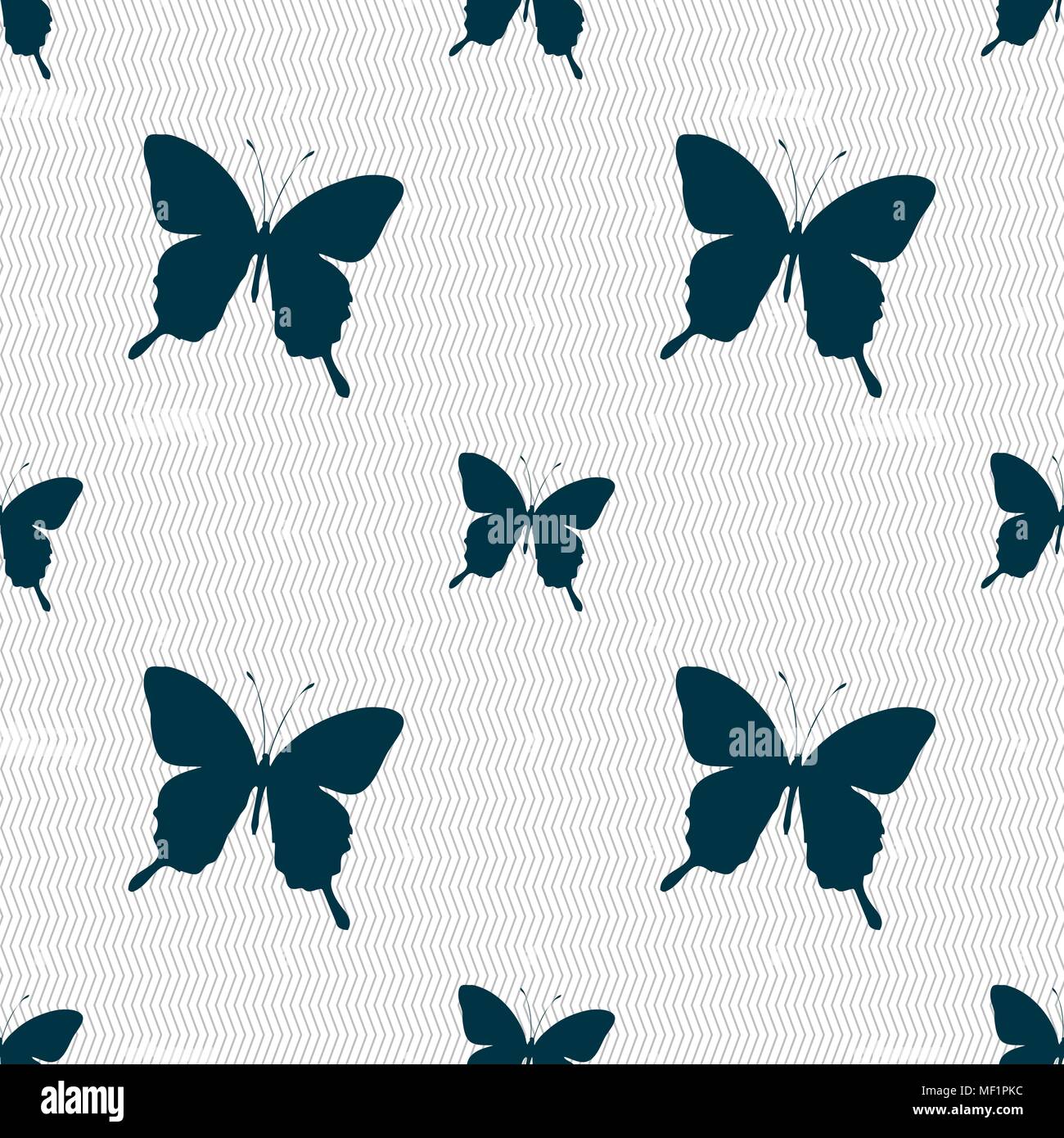 butterfly icon sign. Seamless pattern with geometric texture. Vector ...