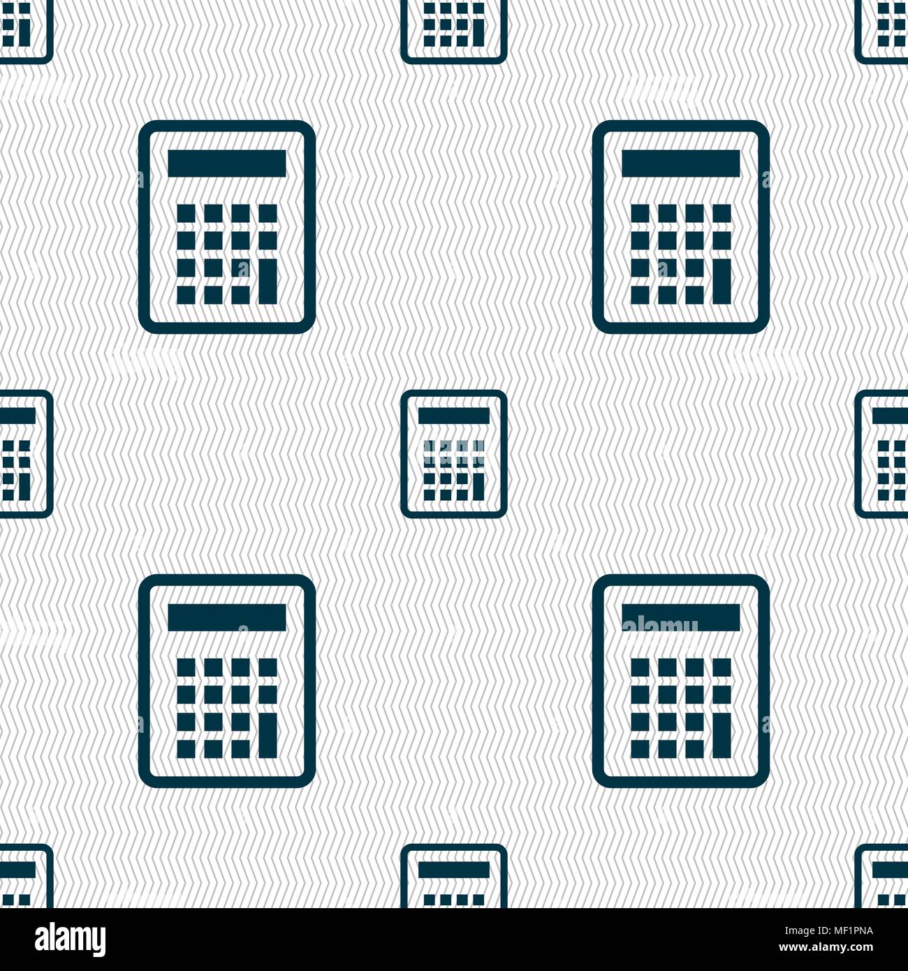 Calculator icon sign. Seamless pattern with geometric texture. Vector illustration Stock Vector