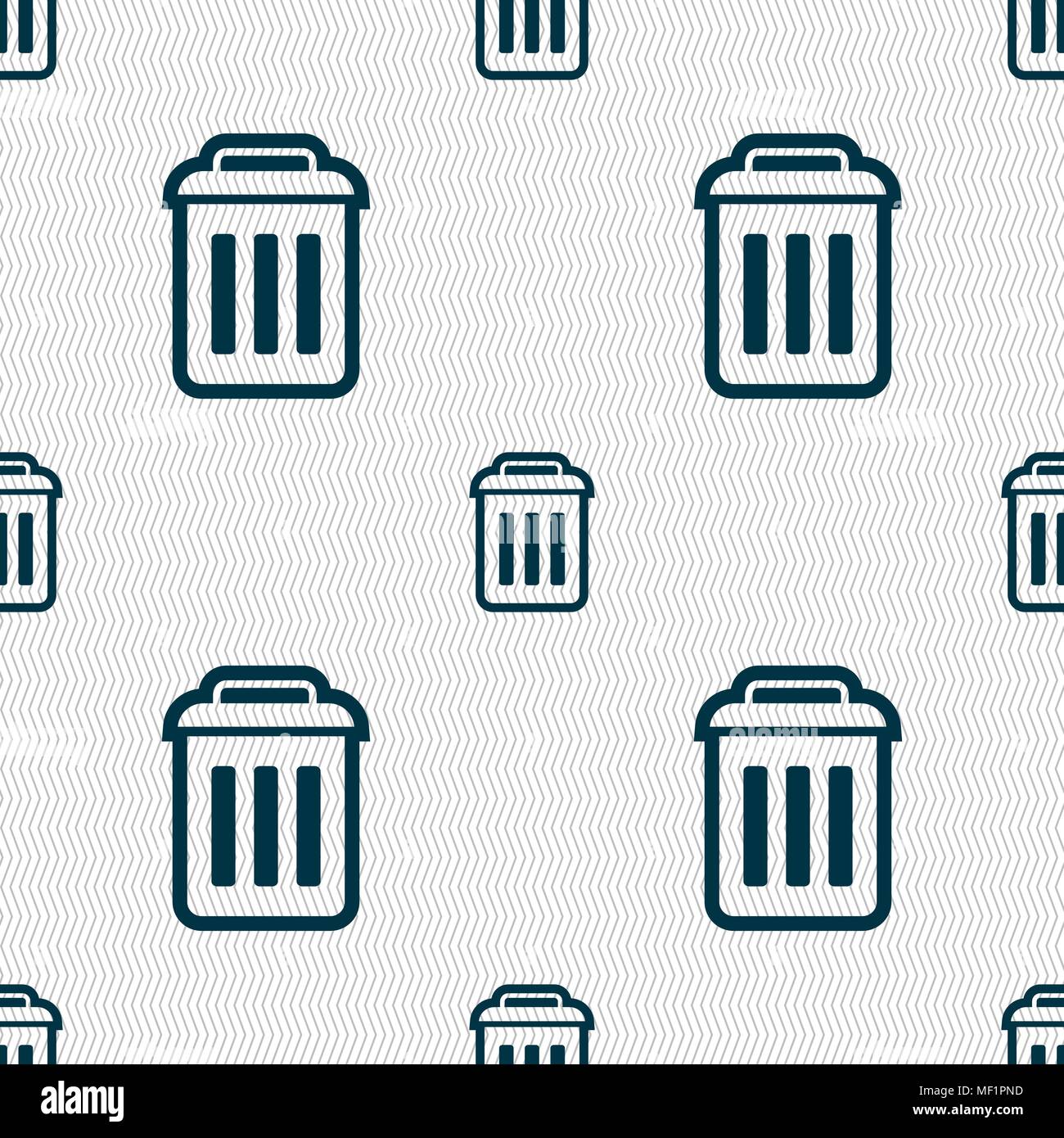 the trash icon sign. Seamless pattern with geometric texture. Vector illustration Stock Vector
