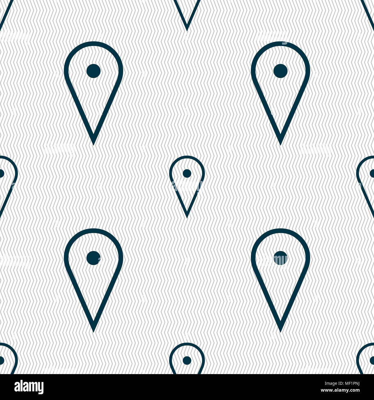 map poiner icon sign. Seamless pattern with geometric texture. Vector illustration Stock Vector