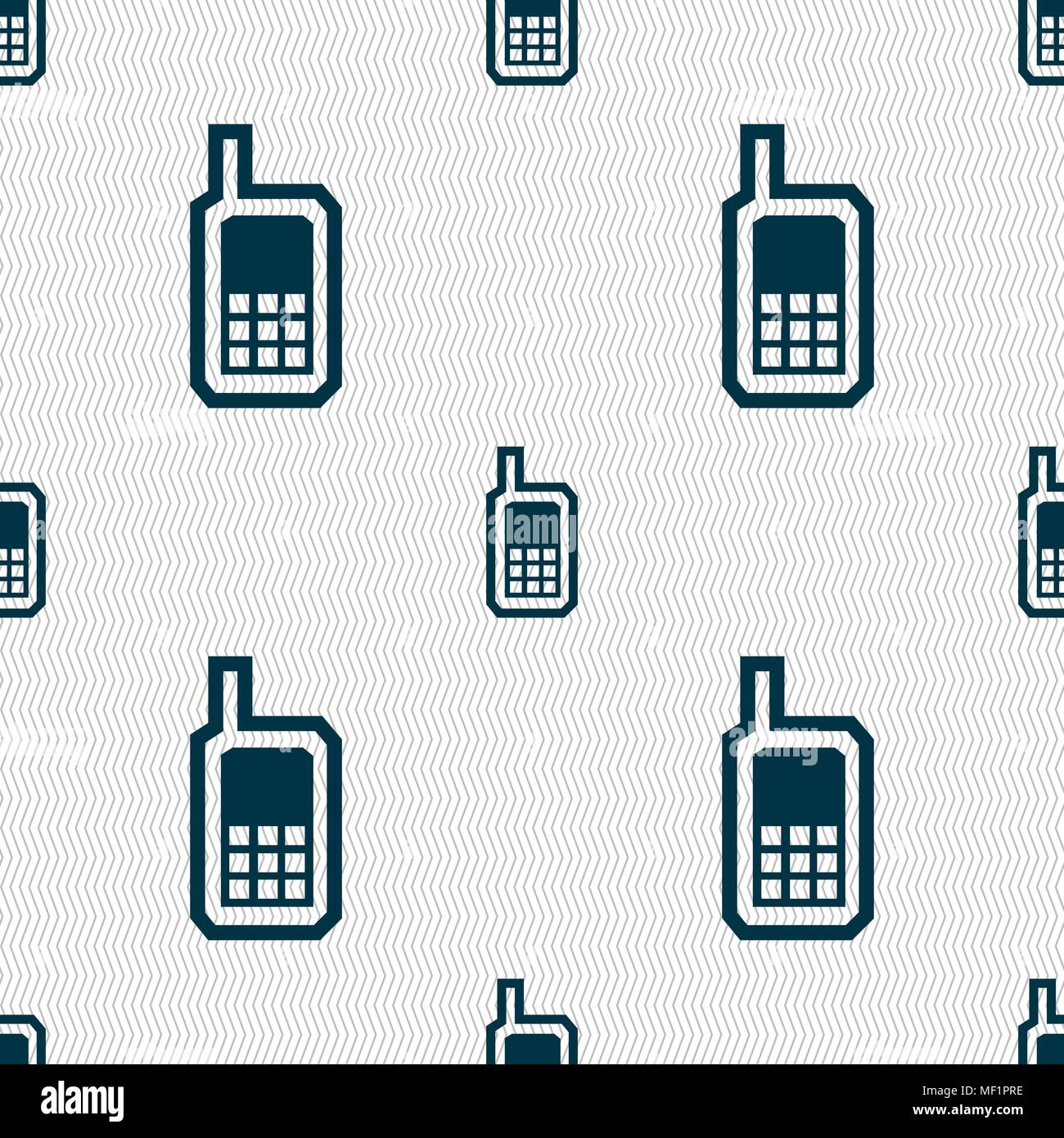 Mobile phone icon sign. Seamless pattern with geometric texture. Vector ...