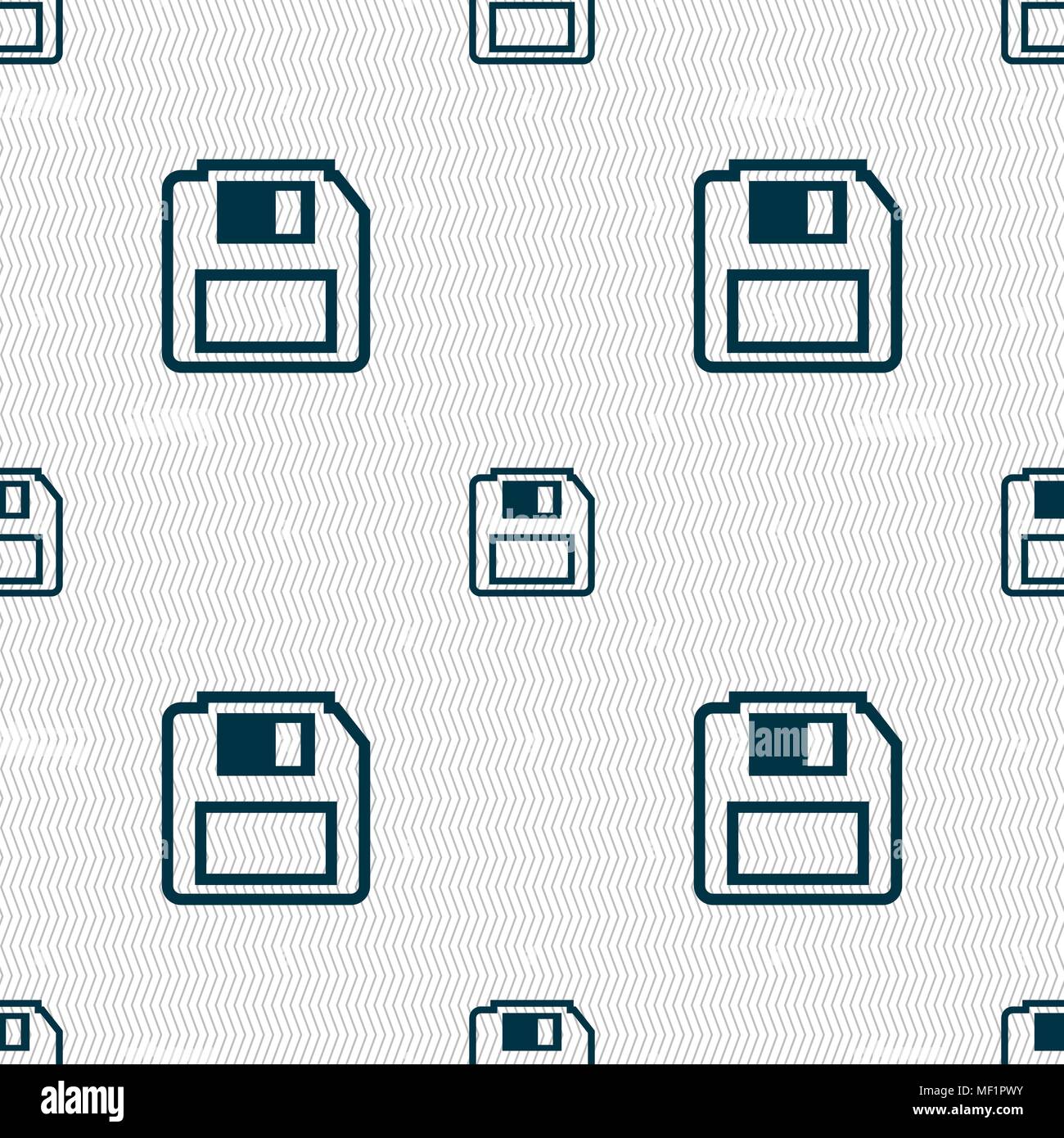 floppy disk icon sign. Seamless pattern with geometric texture. Vector illustration Stock Vector