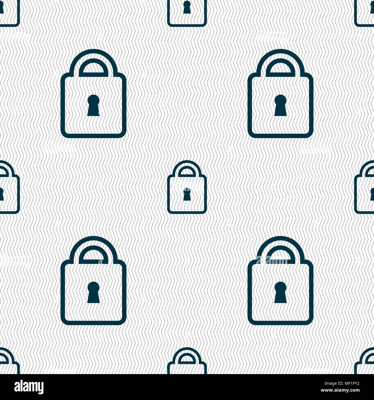 Lock icon sign. Seamless pattern with geometric texture. Vector illustration Stock Vector