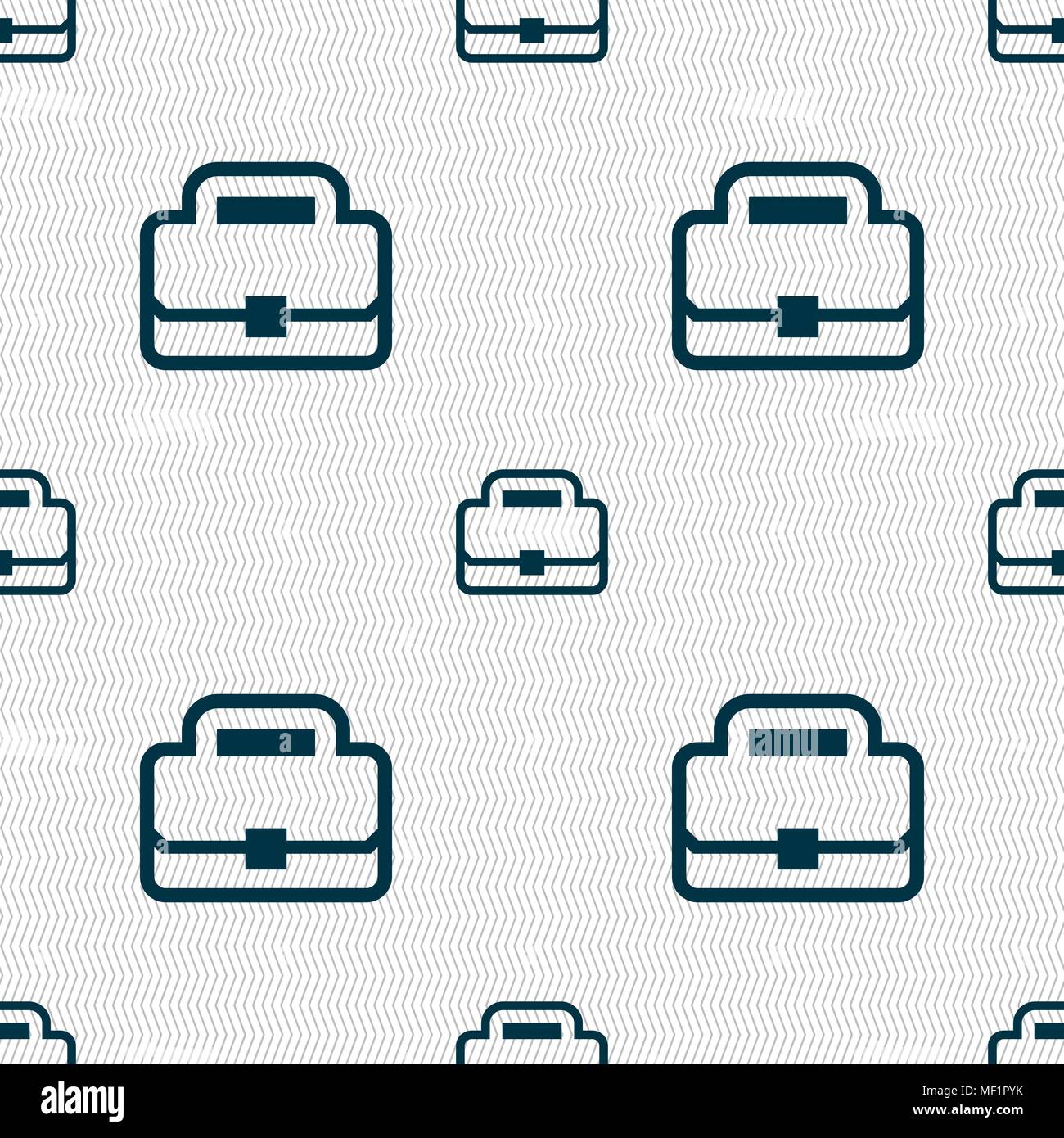 Briefcase icon sign. Seamless pattern with geometric texture. Vector illustration Stock Vector