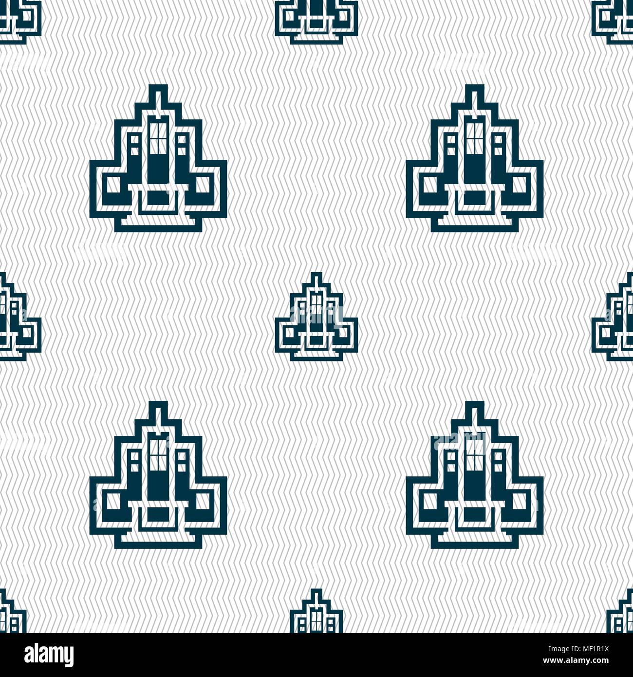 skyscraper icon sign. Seamless pattern with geometric texture. Vector ...
