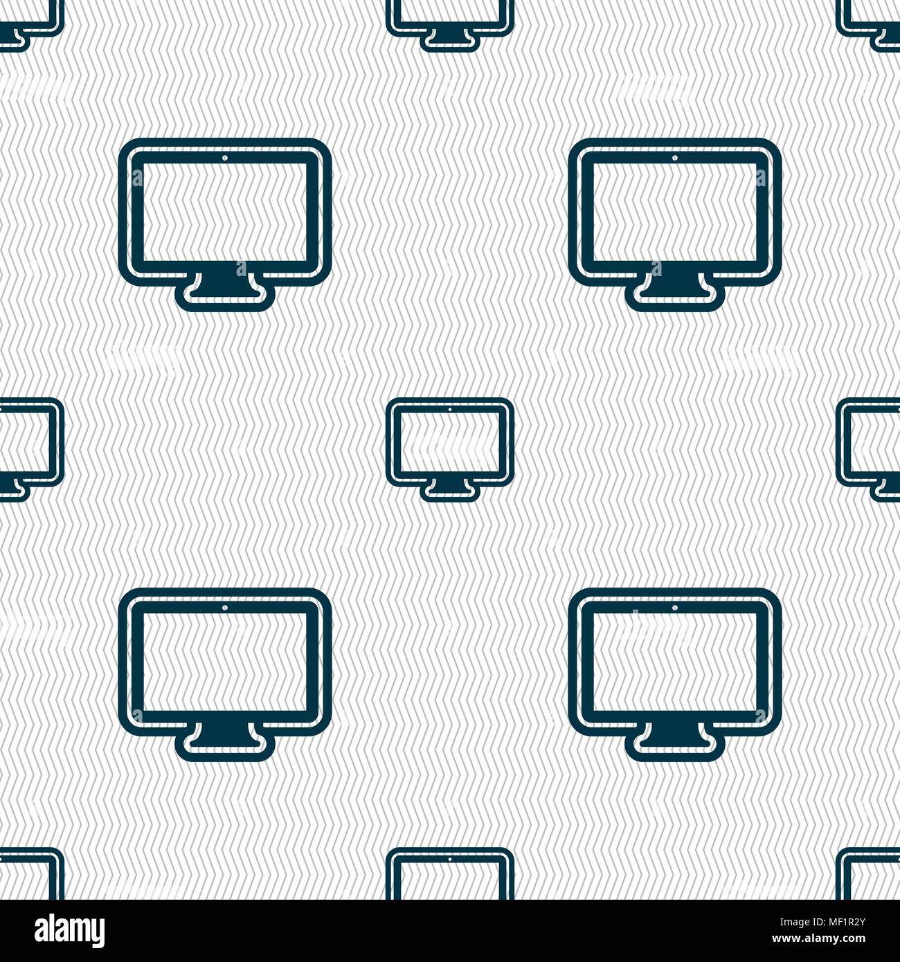 monitor icon sign. Seamless pattern with geometric texture. Vector illustration Stock Vector
