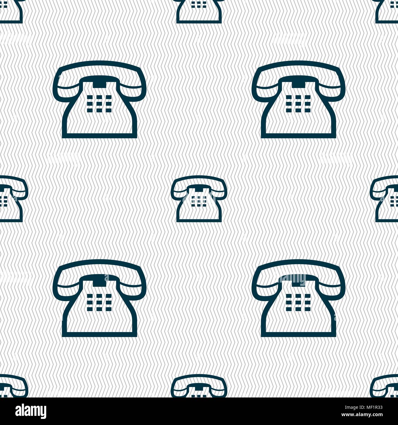retro telephone handset icon sign. Seamless pattern with geometric ...