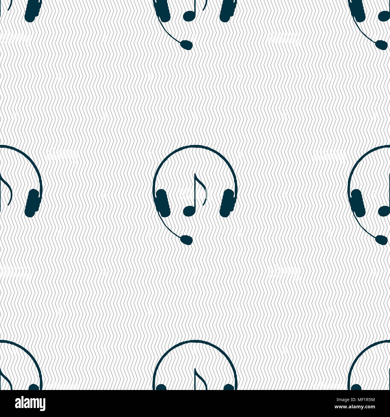 headsets icon sign. Seamless pattern with geometric texture. Vector ...