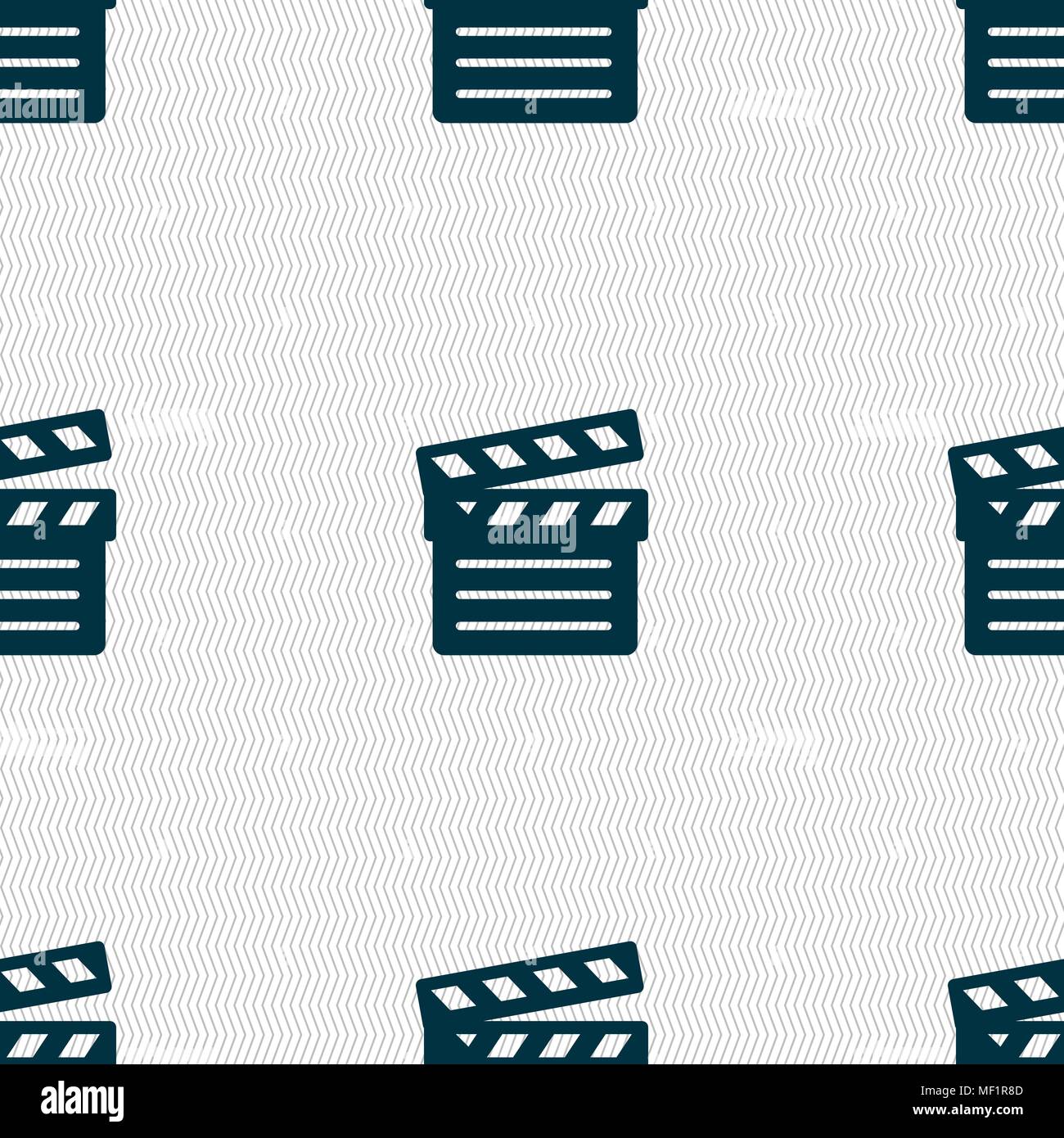 Cinema Clapper  icon sign. Seamless pattern with geometric texture. Vector illustration Stock Vector