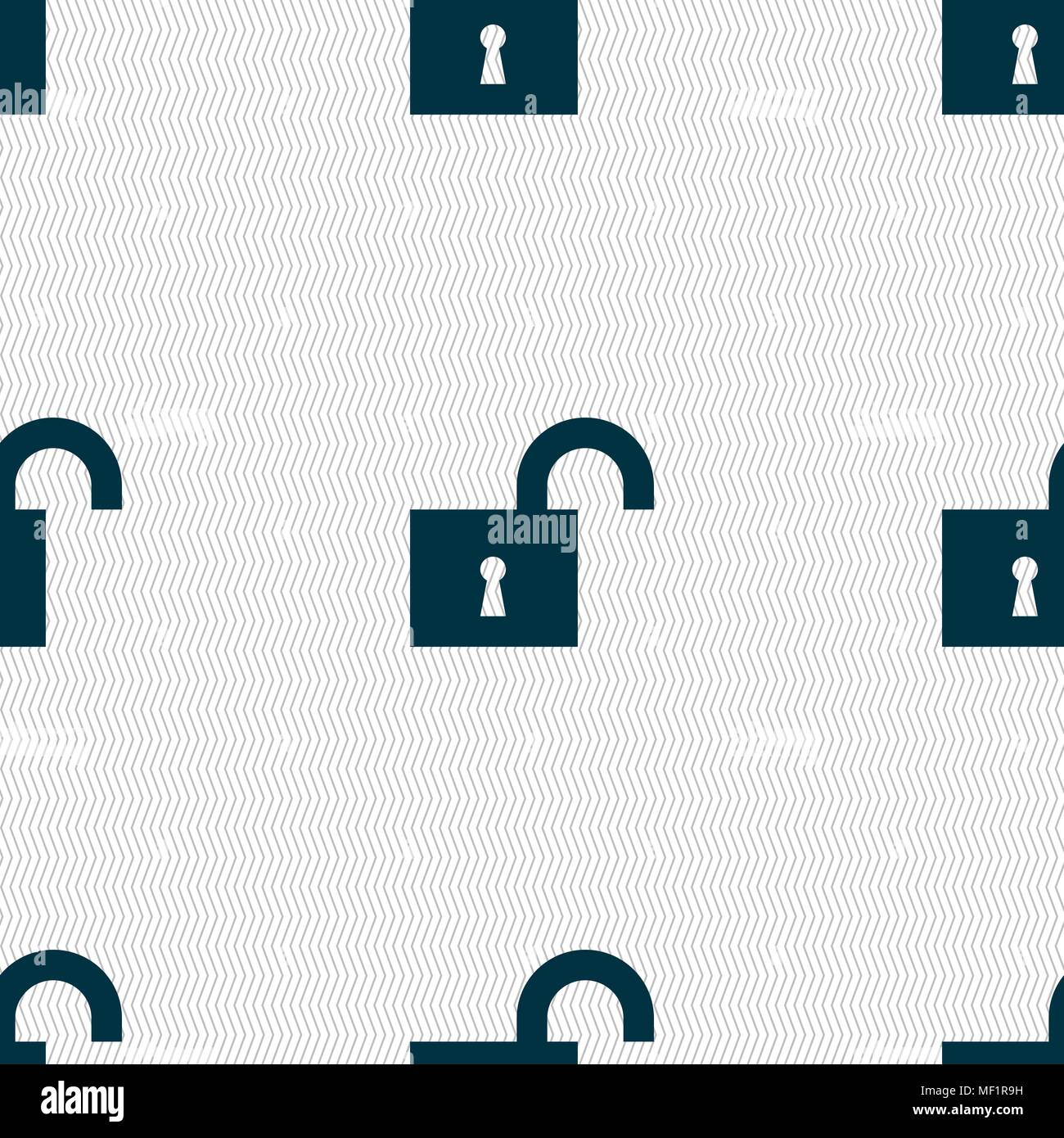 open lock icon sign. Seamless pattern with geometric texture. Vector illustration Stock Vector