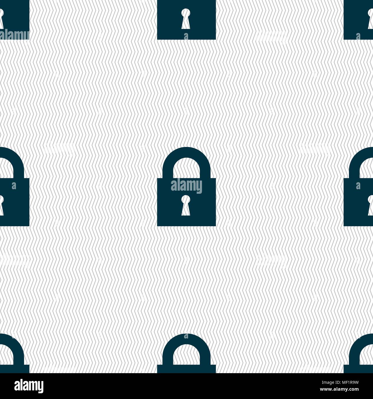 closed lock icon sign. Seamless pattern with geometric texture. Vector illustration Stock Vector
