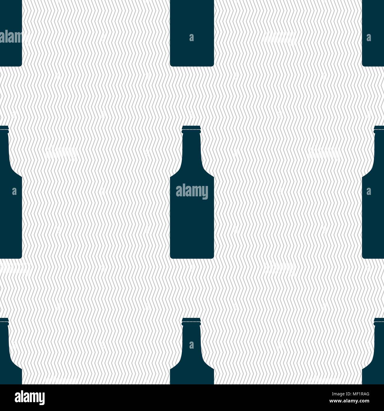 bottle icon sign. Seamless pattern with geometric texture. Vector illustration Stock Vector