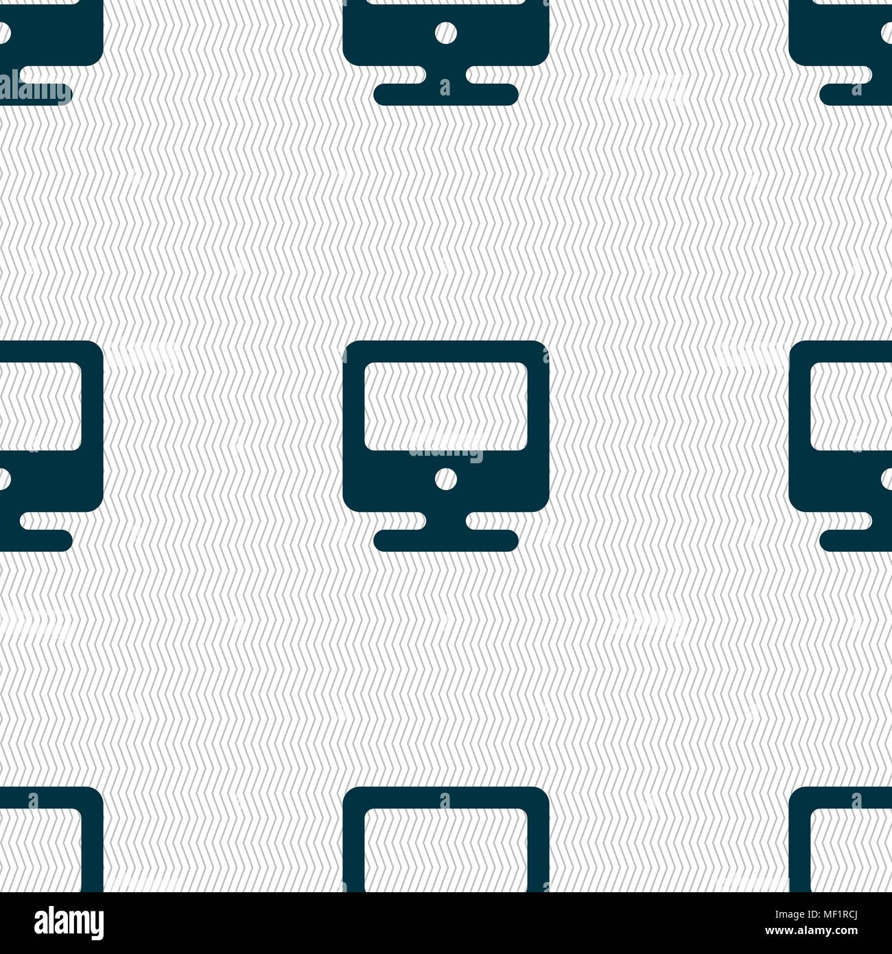 monitor icon sign. Seamless pattern with geometric texture. Vector illustration Stock Vector