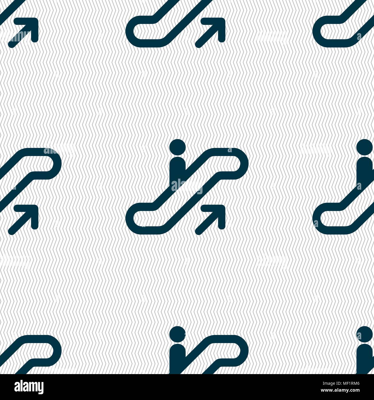 elevator, Escalator, Staircase icon sign. Seamless pattern with geometric texture. Vector illustration Stock Vector