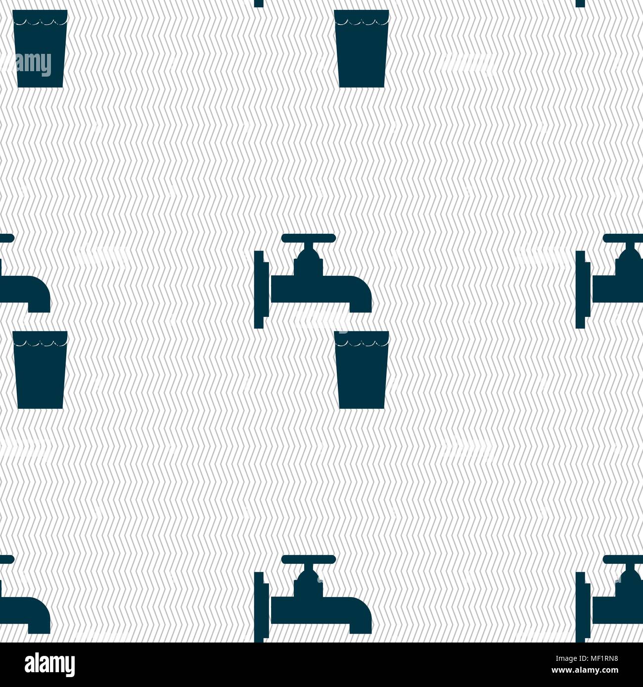 faucet, glass, water icon sign. Seamless pattern with geometric texture ...