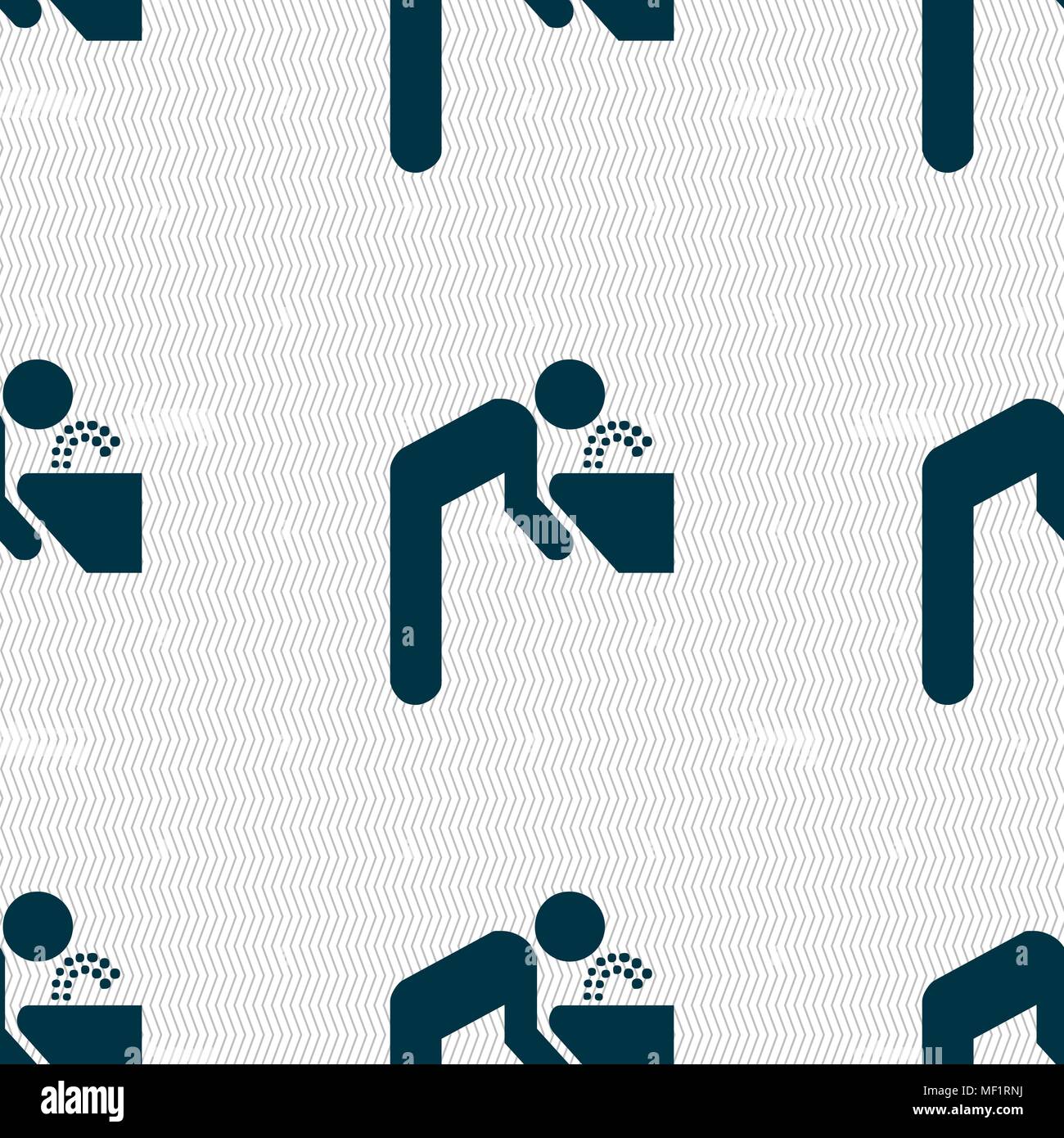 drinking fountain icon sign. Seamless pattern with geometric texture. Vector illustration Stock Vector