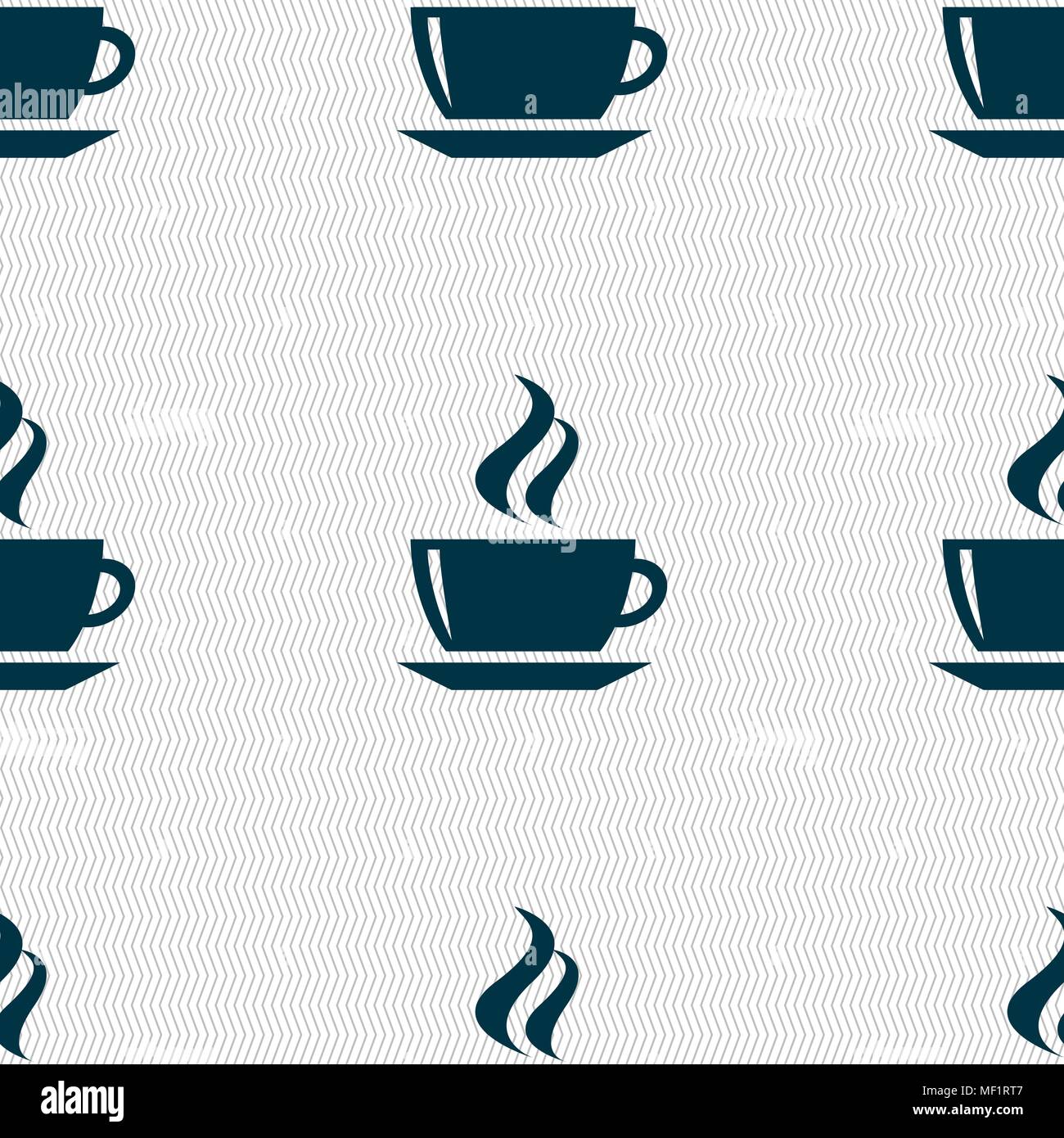 tea, coffee icon sign. Seamless pattern with geometric texture. Vector illustration Stock Vector
