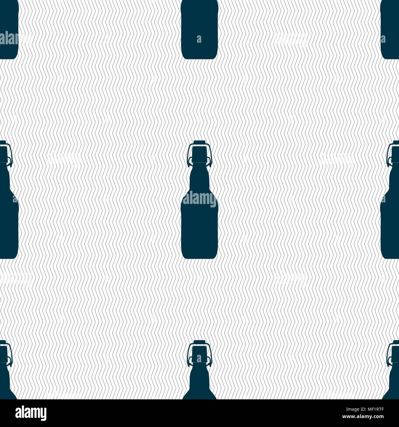 bottle icon sign. Seamless pattern with geometric texture. Vector illustration Stock Vector
