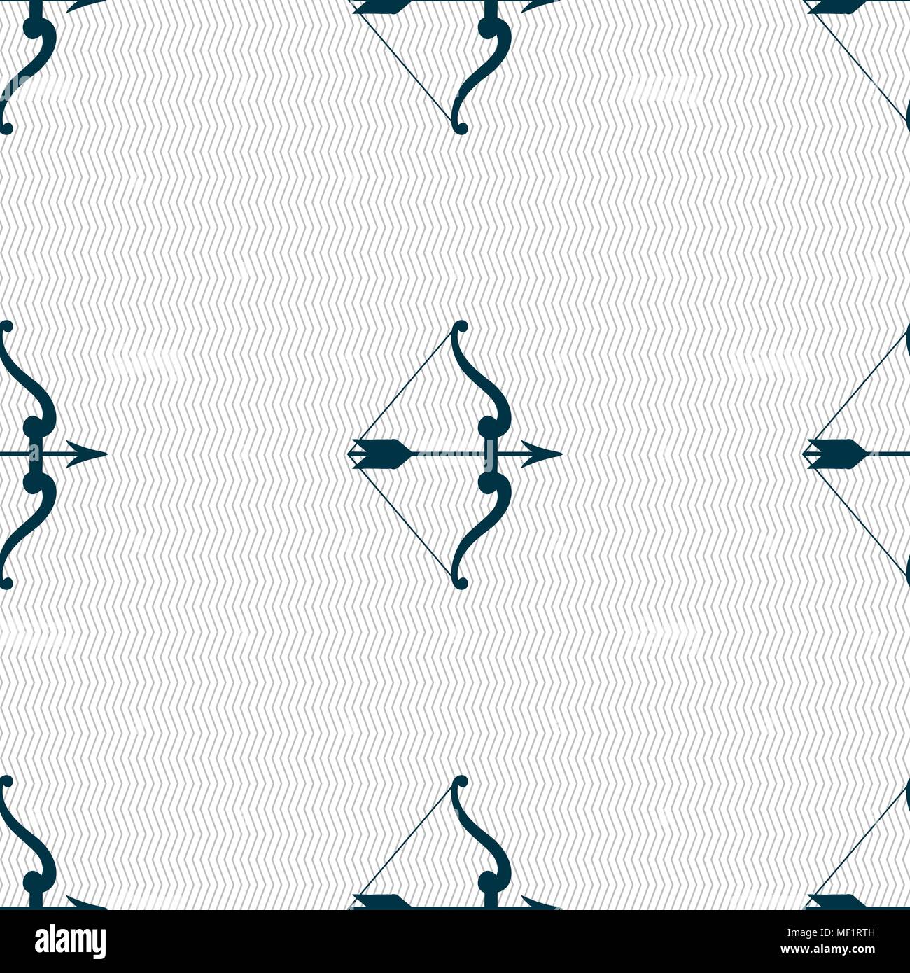 bow and arrow icon sign. Seamless pattern with geometric texture. Vector illustration Stock Vector