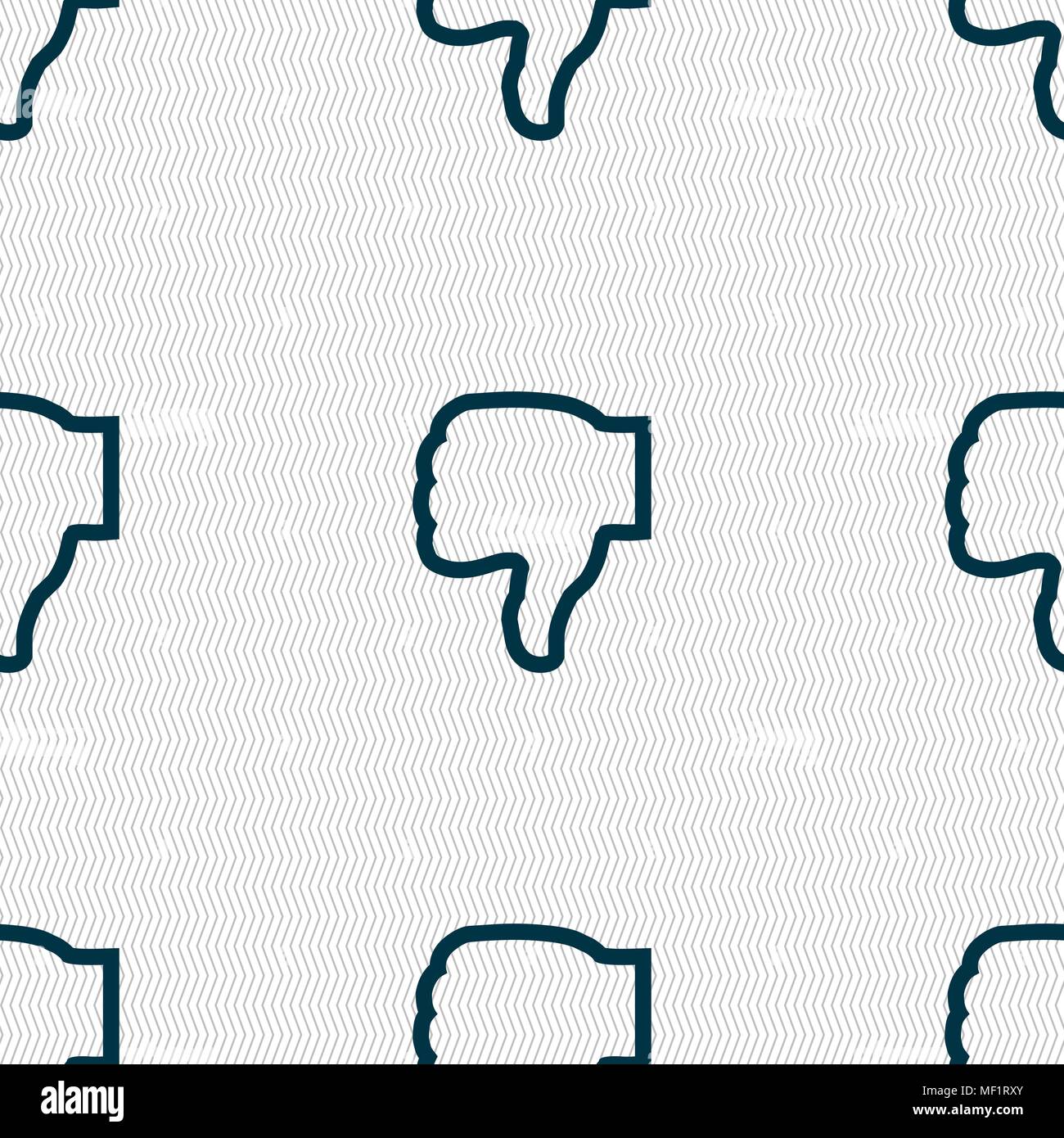 Dislike icon sign. Seamless pattern with geometric texture. Vector ...