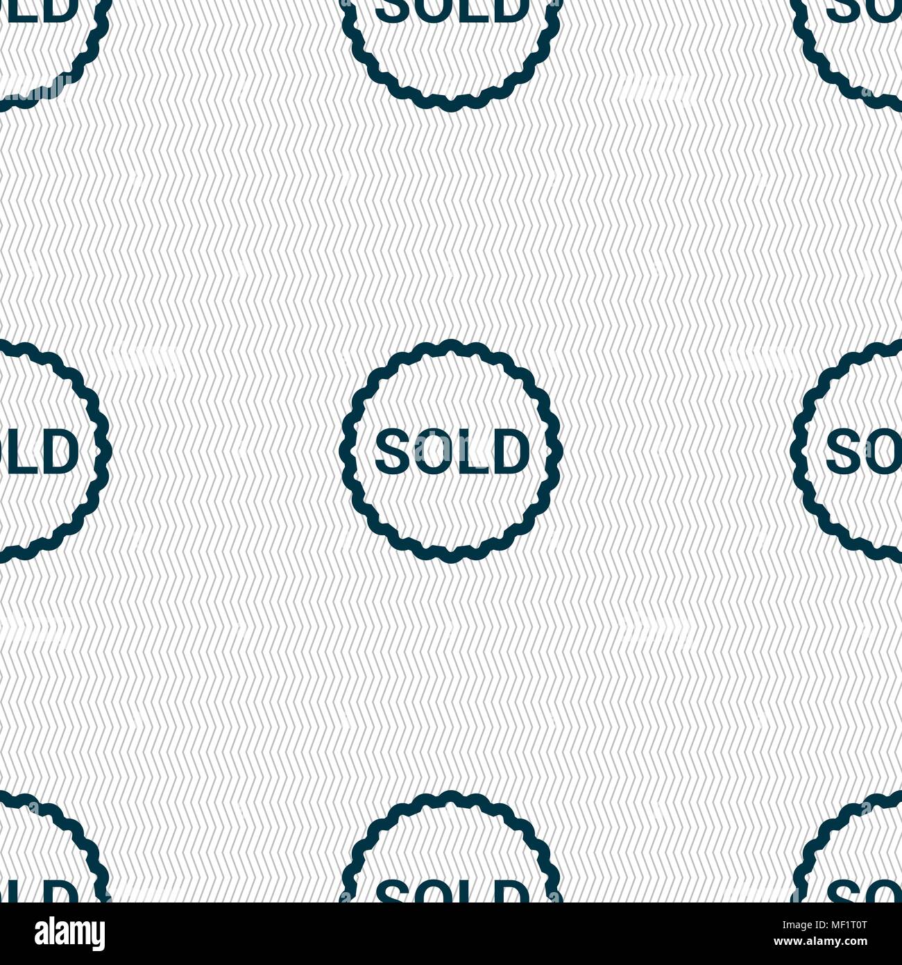 Sold icon sign. Seamless pattern with geometric texture. Vector ...