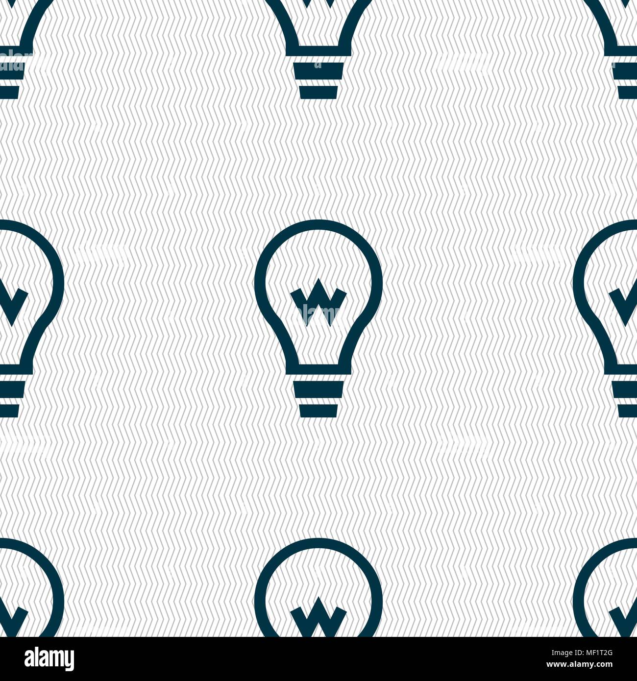 Light bulb icon sign. Seamless pattern with geometric texture. Vector illustration Stock Vector