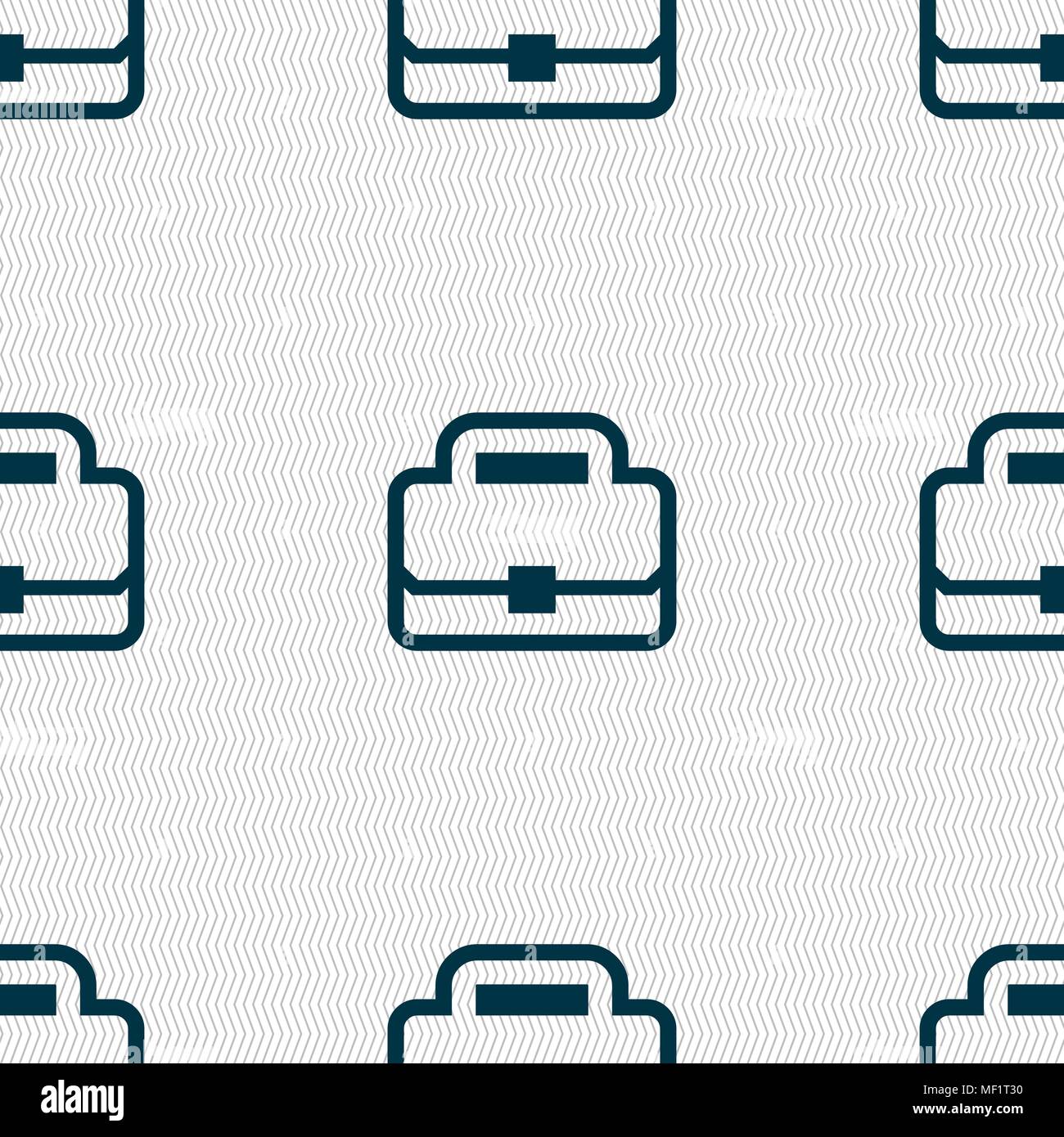 Briefcase icon sign. Seamless pattern with geometric texture. Vector illustration Stock Vector