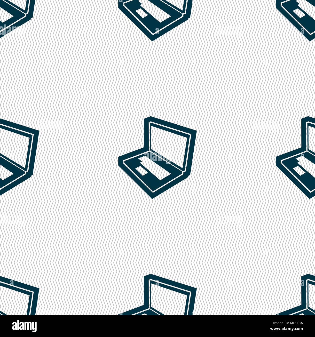 Laptop icon sign. Seamless pattern with geometric texture. Vector illustration Stock Vector