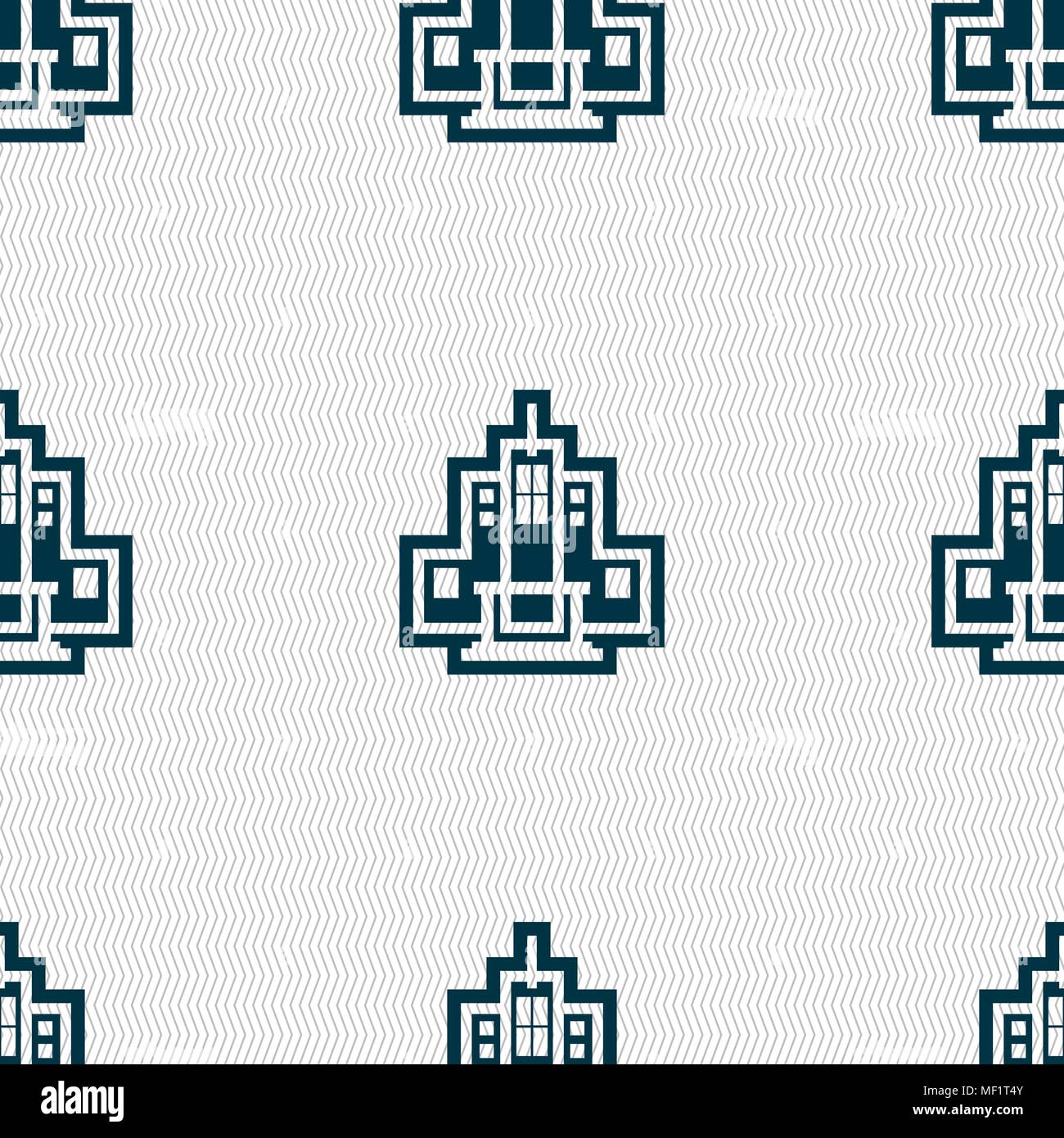 skyscraper icon sign. Seamless pattern with geometric texture. Vector ...