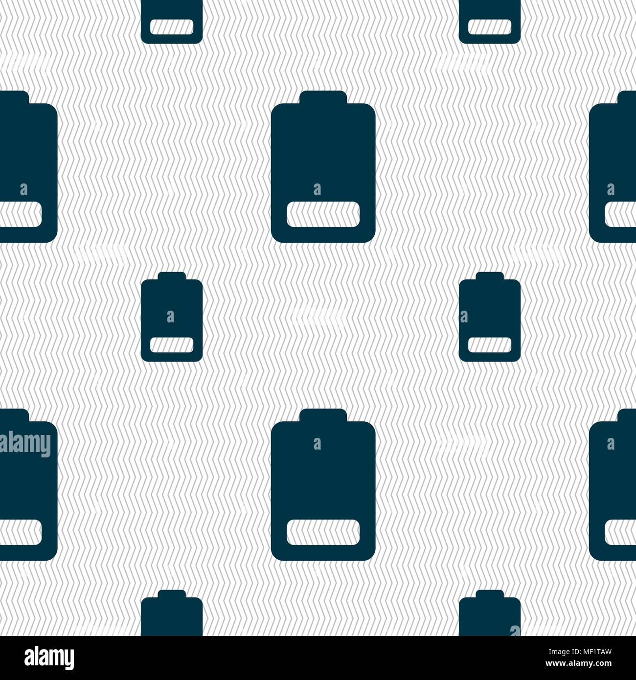 Battery low level, Electricity icon sign. Seamless pattern with ...