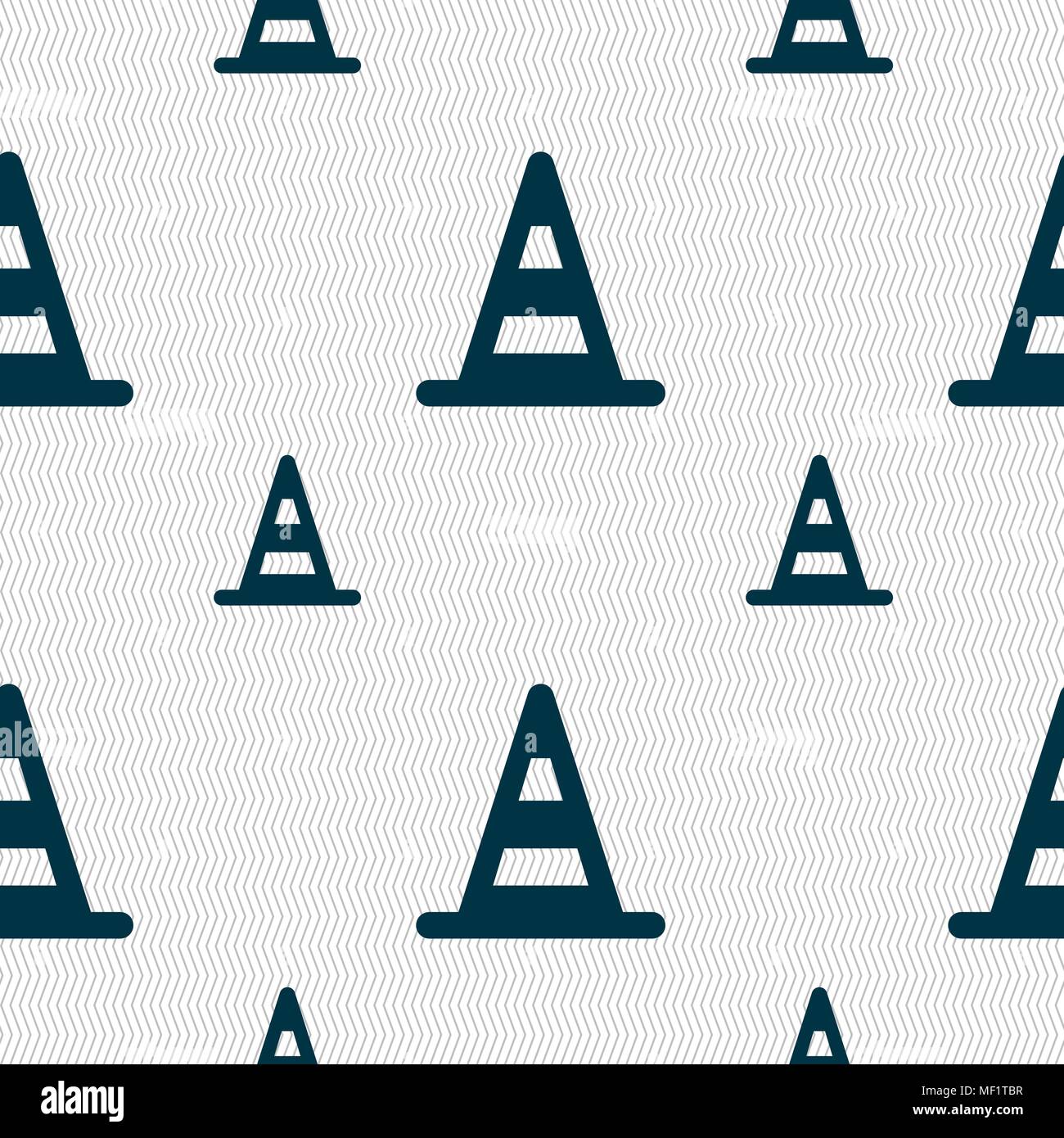 road cone icon sign. Seamless pattern with geometric texture. Vector ...