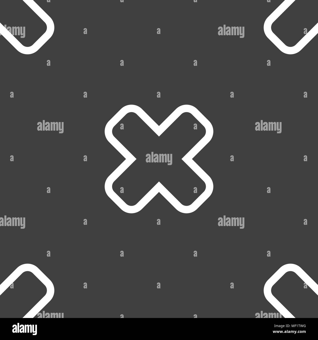 Cancel icon sign. Seamless pattern on a gray background. Vector ...