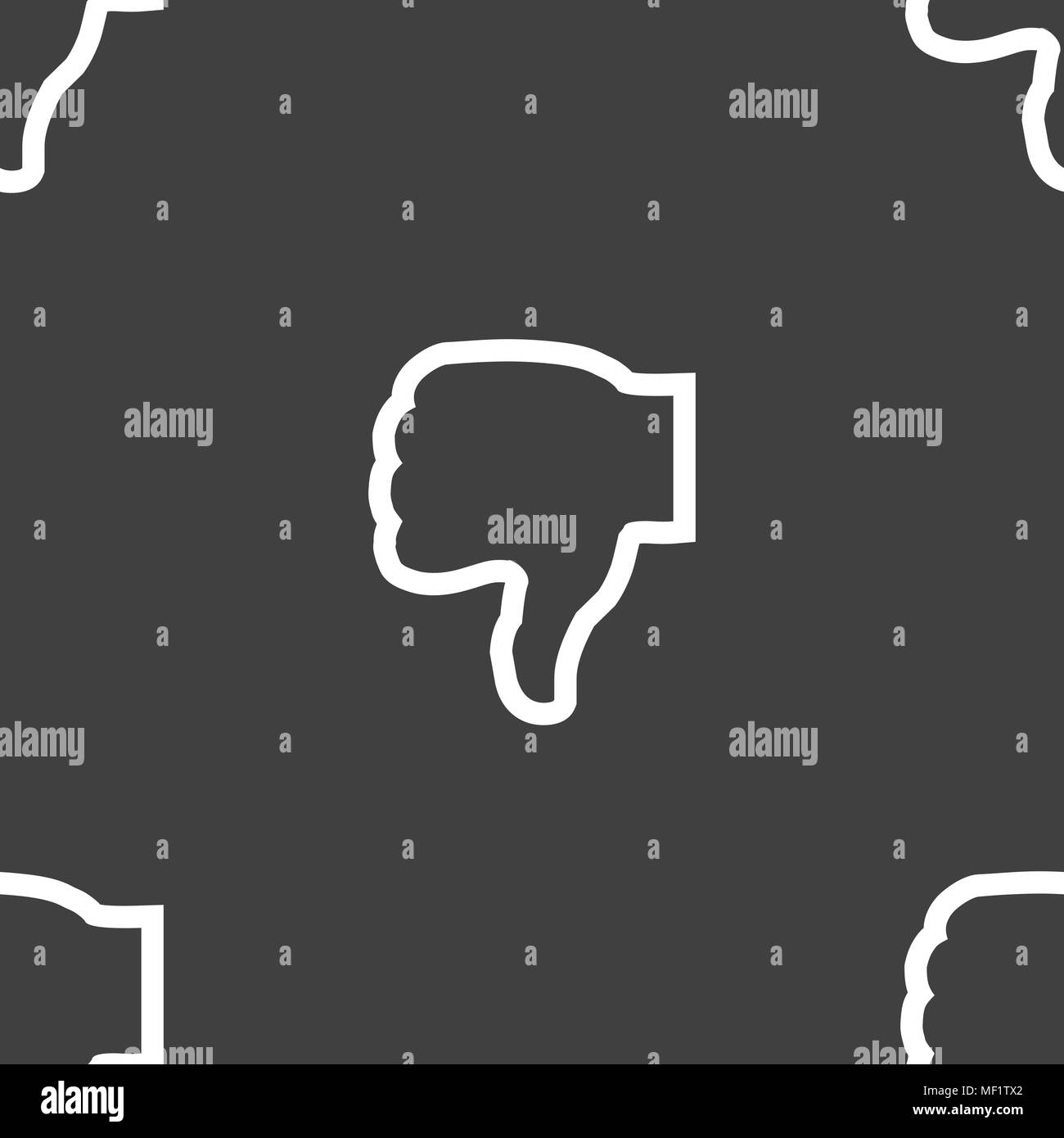 Dislike icon sign. Seamless pattern on a gray background. Vector ...