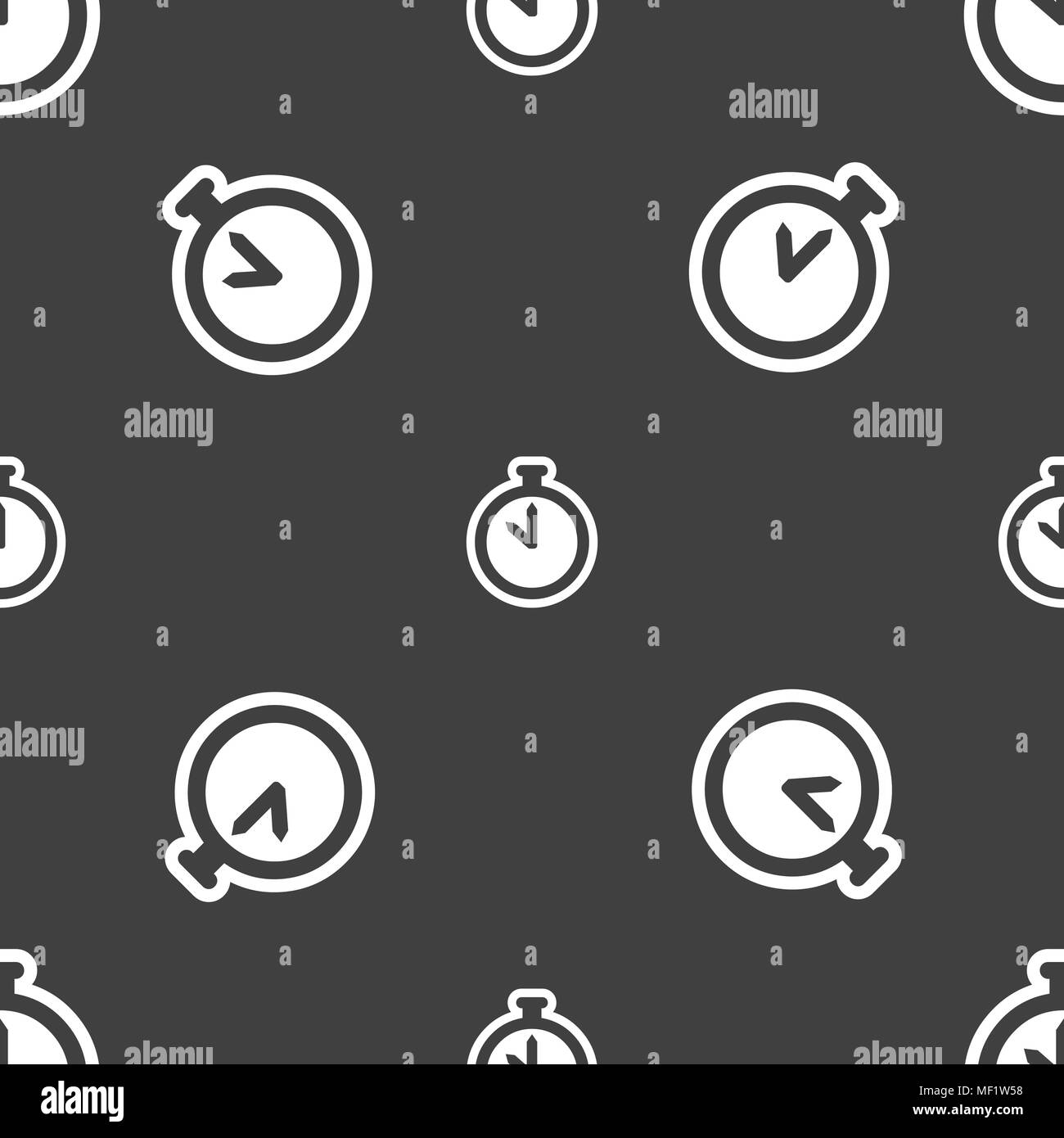The stopwatch icon sign. Seamless pattern on a gray background. Vector ...