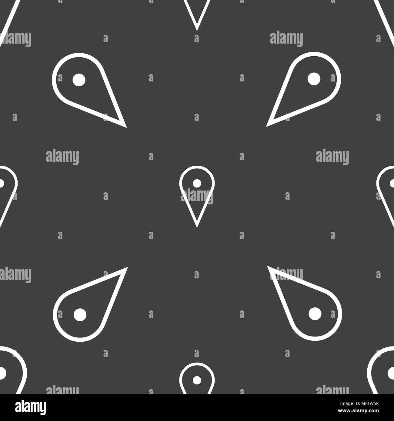 map poiner icon sign. Seamless pattern on a gray background. Vector illustration Stock Vector